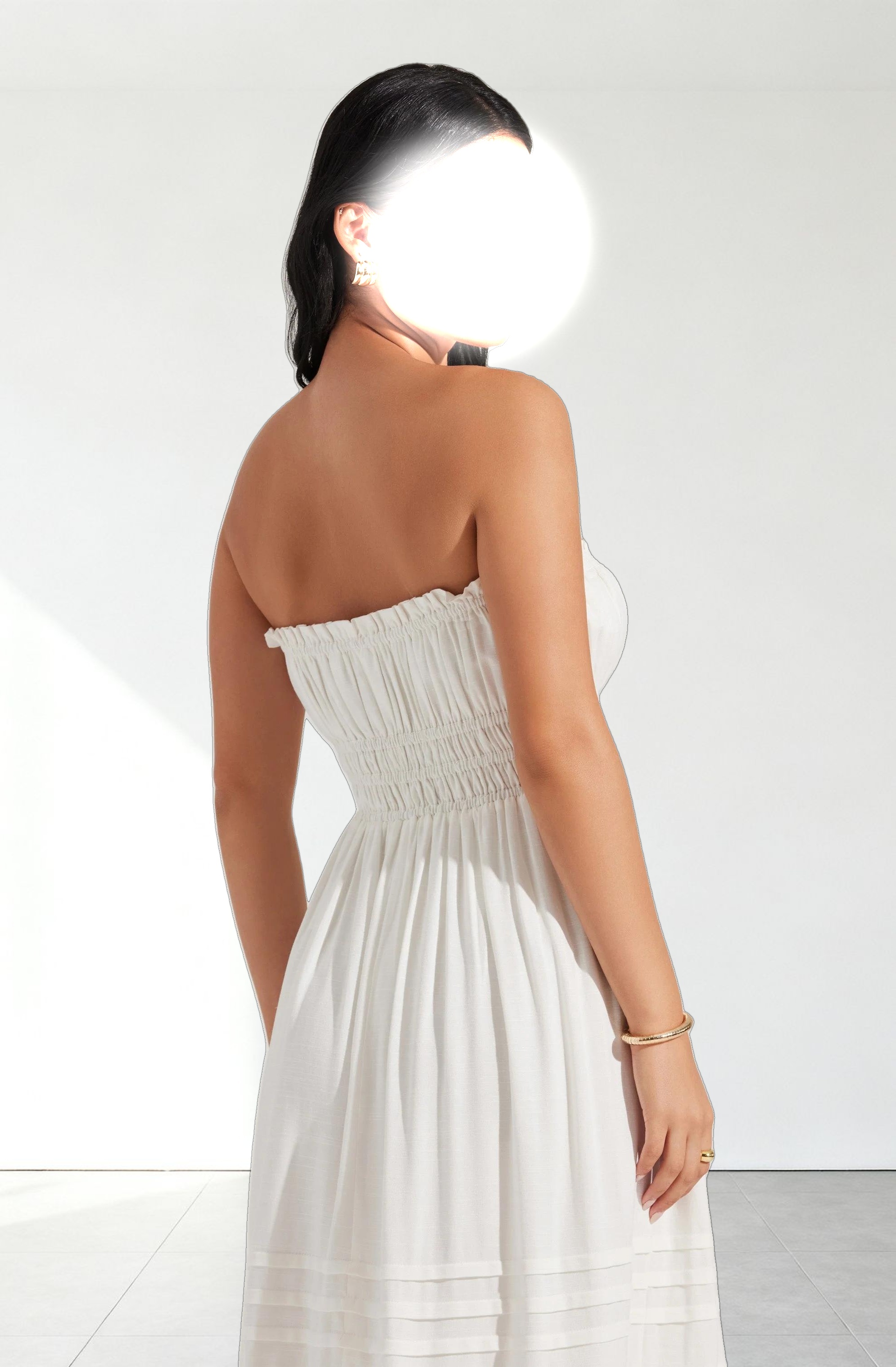 Aubrie Strapless Smocked Midi Dress
