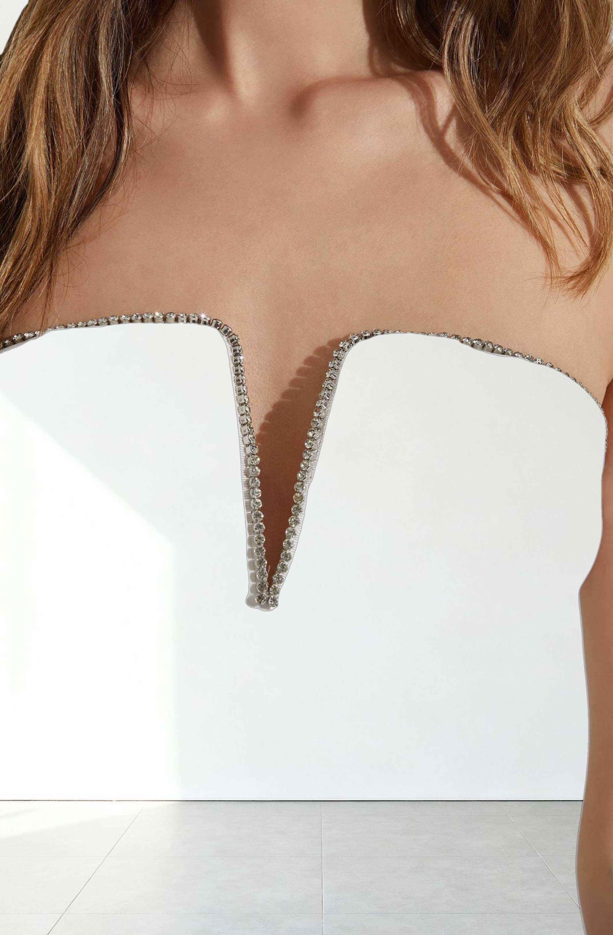 Amell Strapless Rhinestone Trim Top