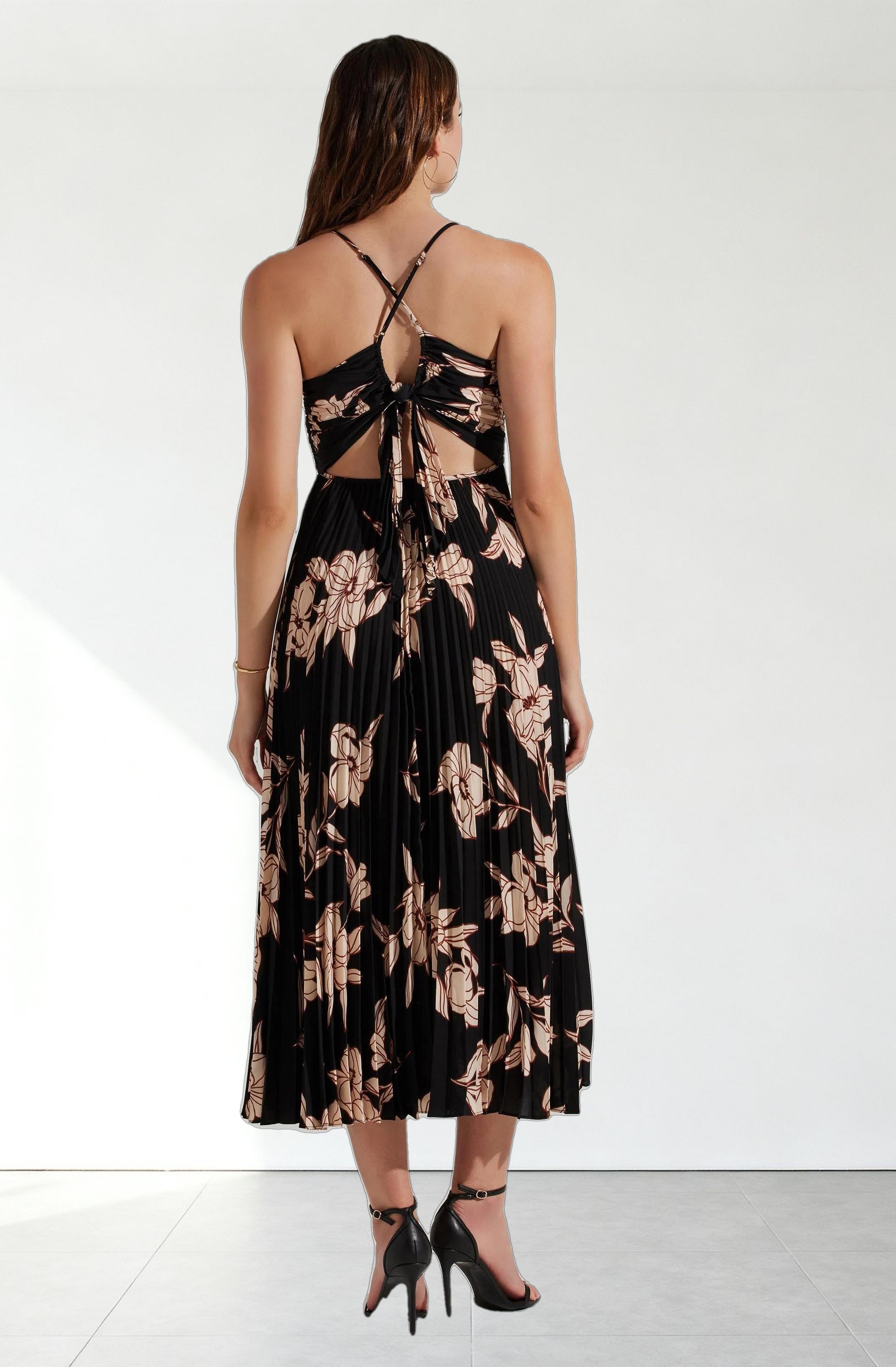 Blythe Floral Plisse Midi Dress