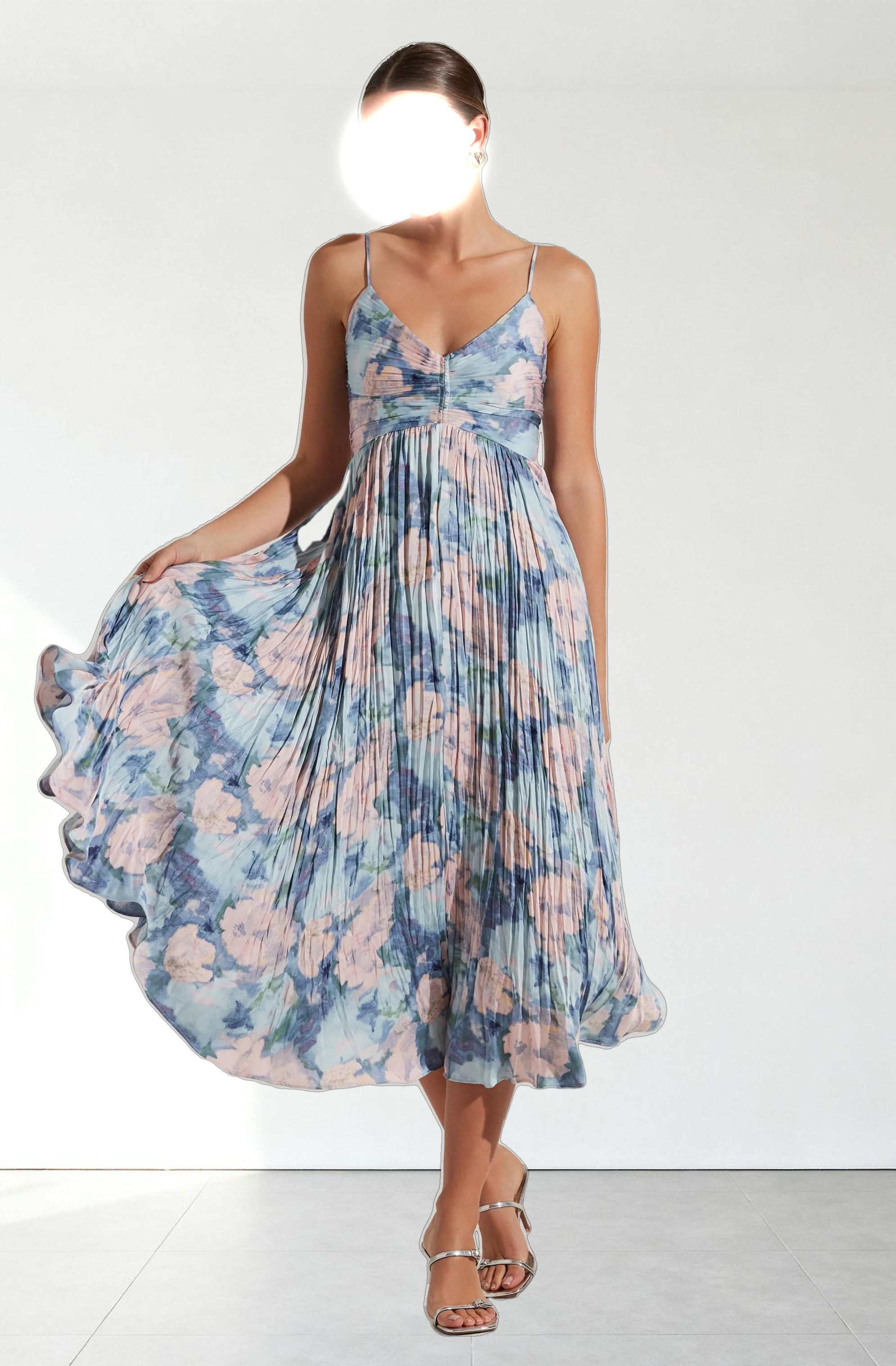 Maeve Printed Pleated Midi Dress