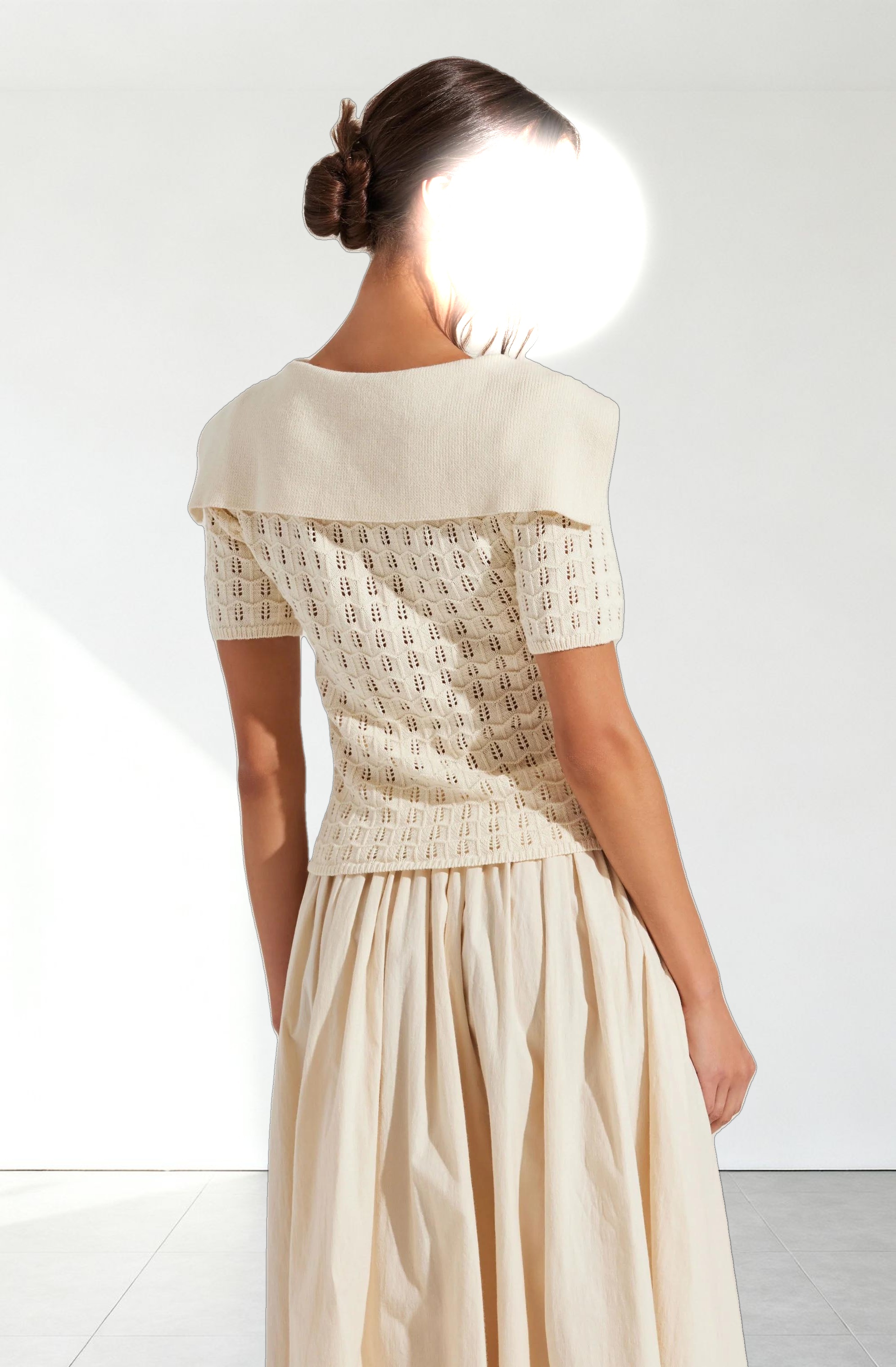 Analissa Pointelle Sailor Collar Cardigan