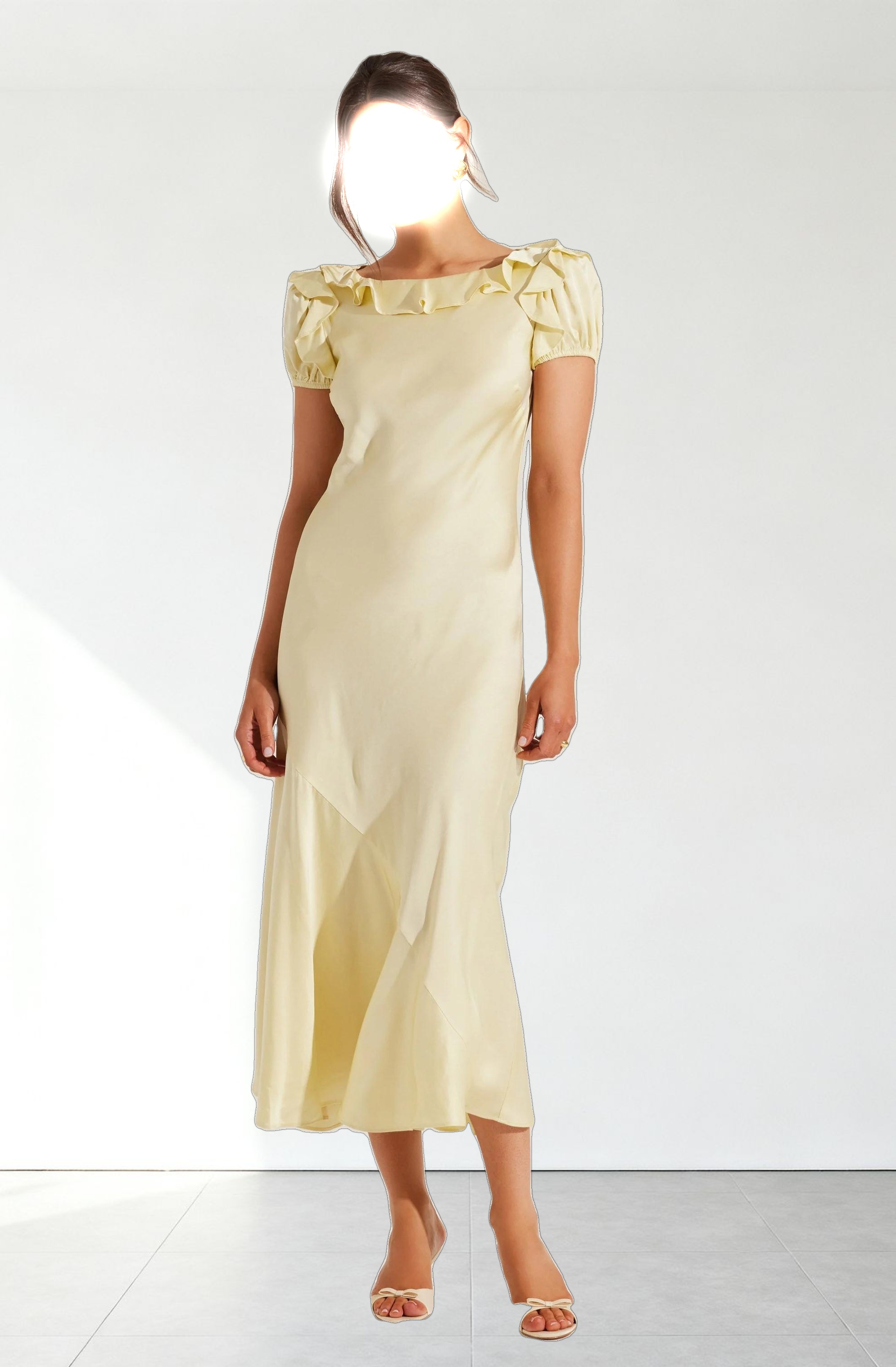 Auden Satin Ruffle Midi dress