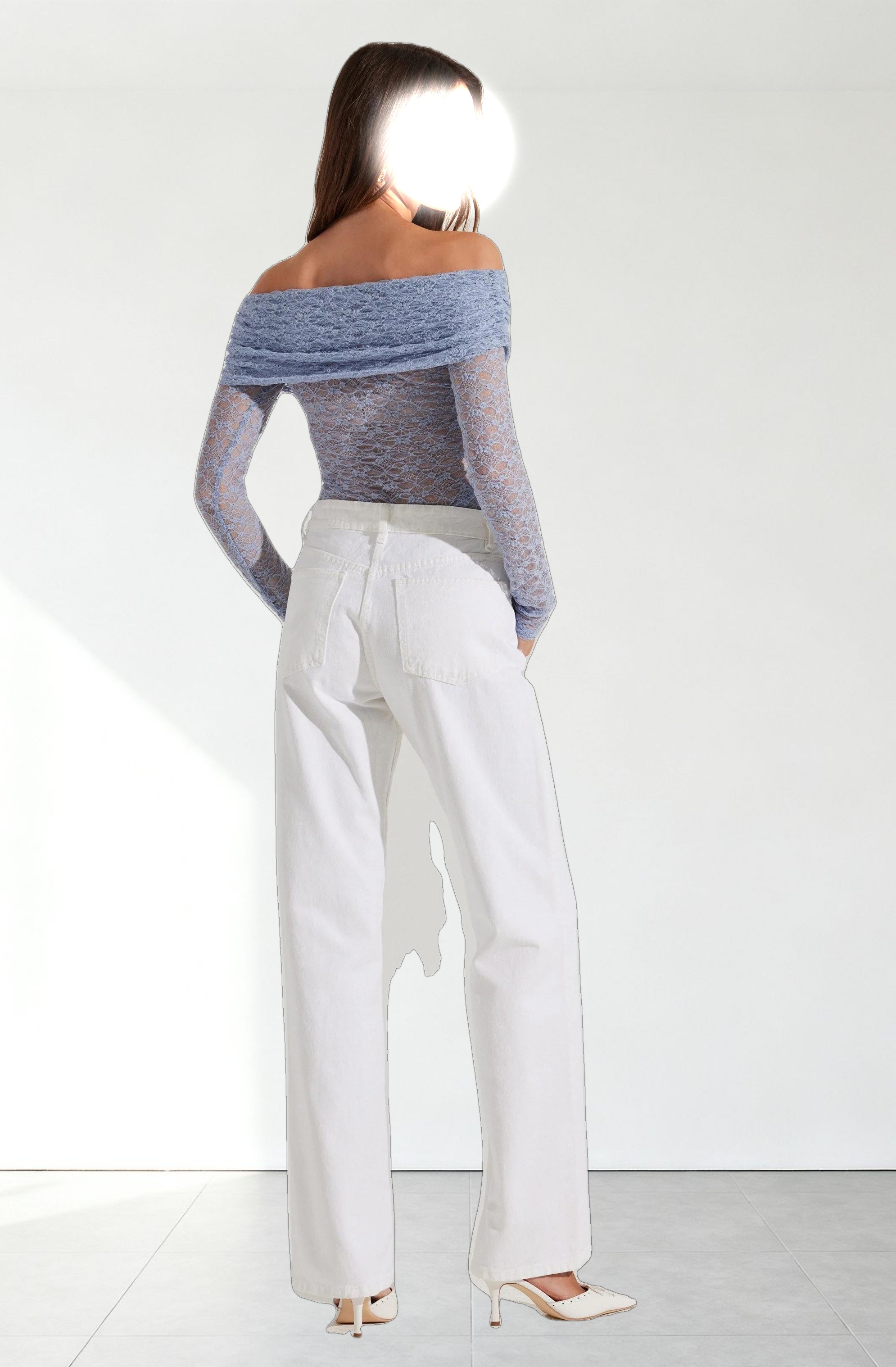 Diamante Lace Off Shoulder Top