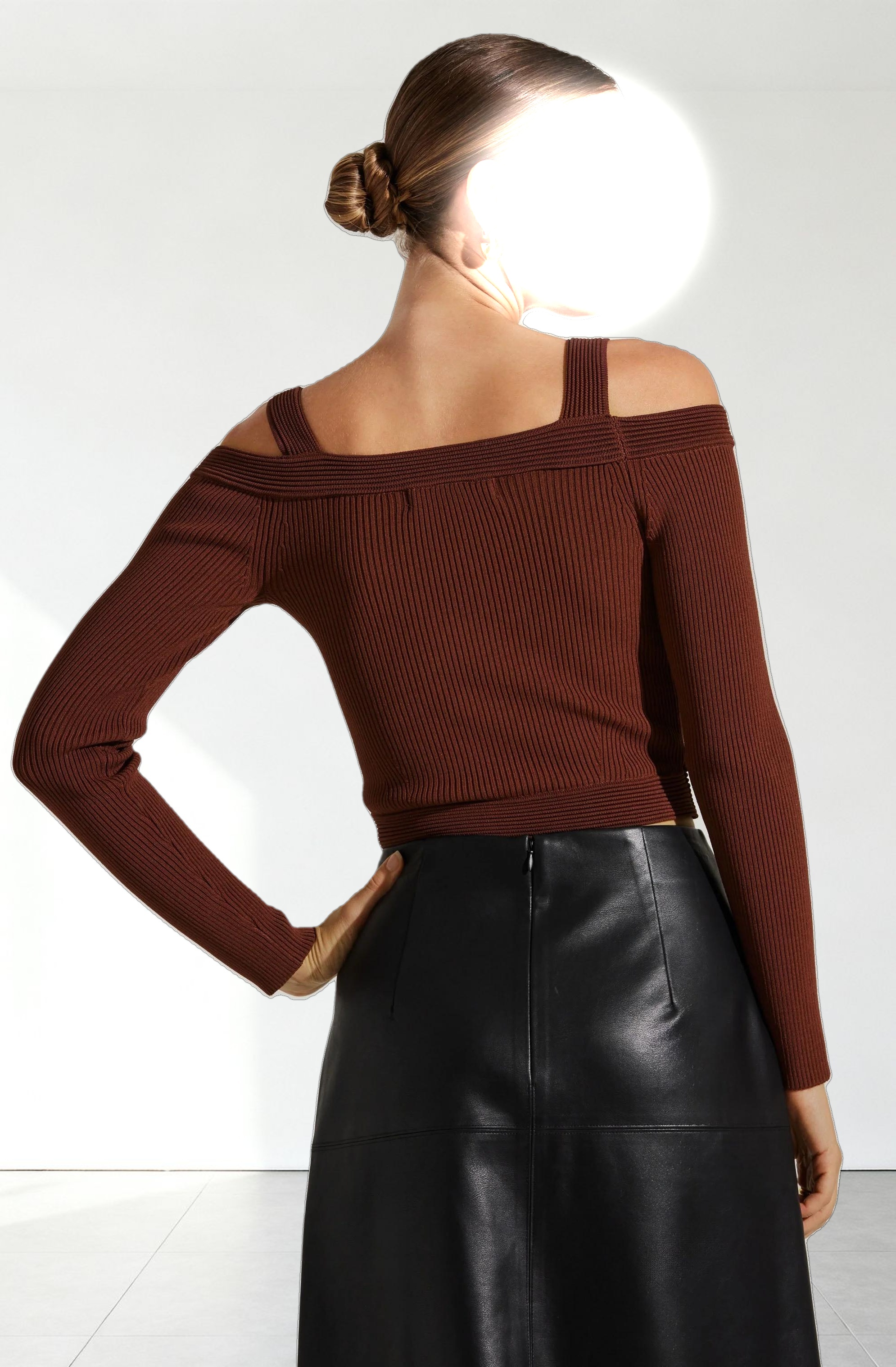 Pacey Ribbed Cold Shoulder Sweater