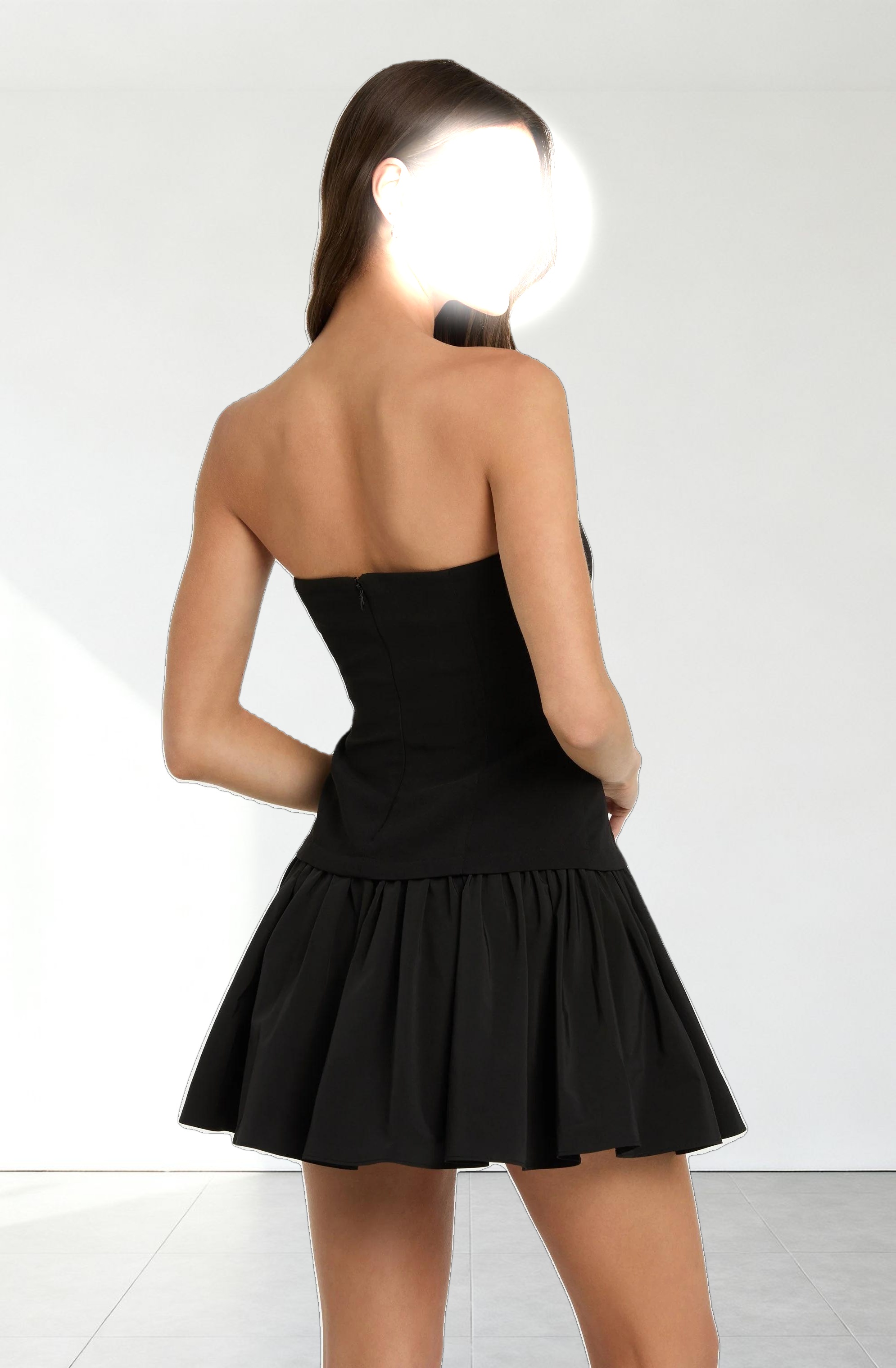 Strapless Drop Waist Mini Dress