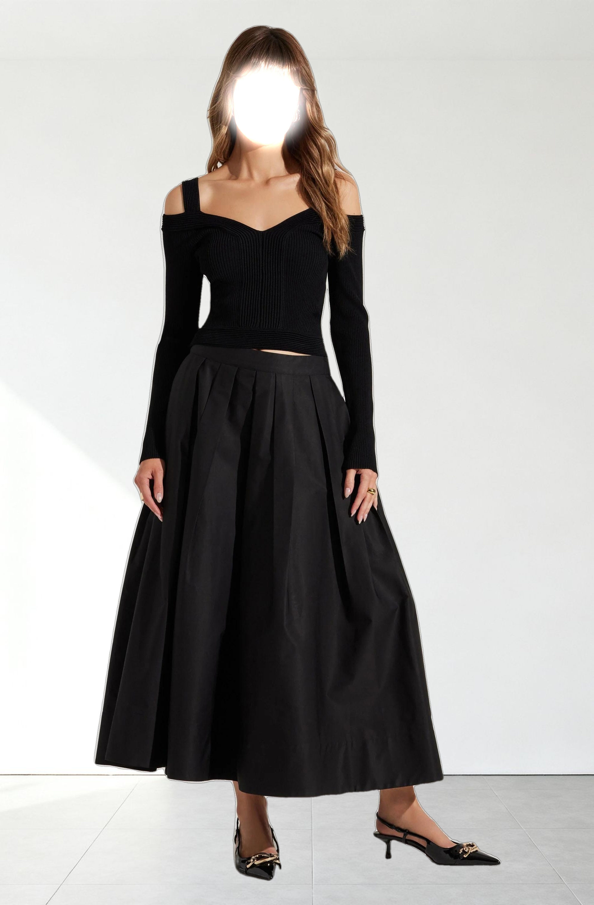 Pacey Ribbed Cold Shoulder Sweater