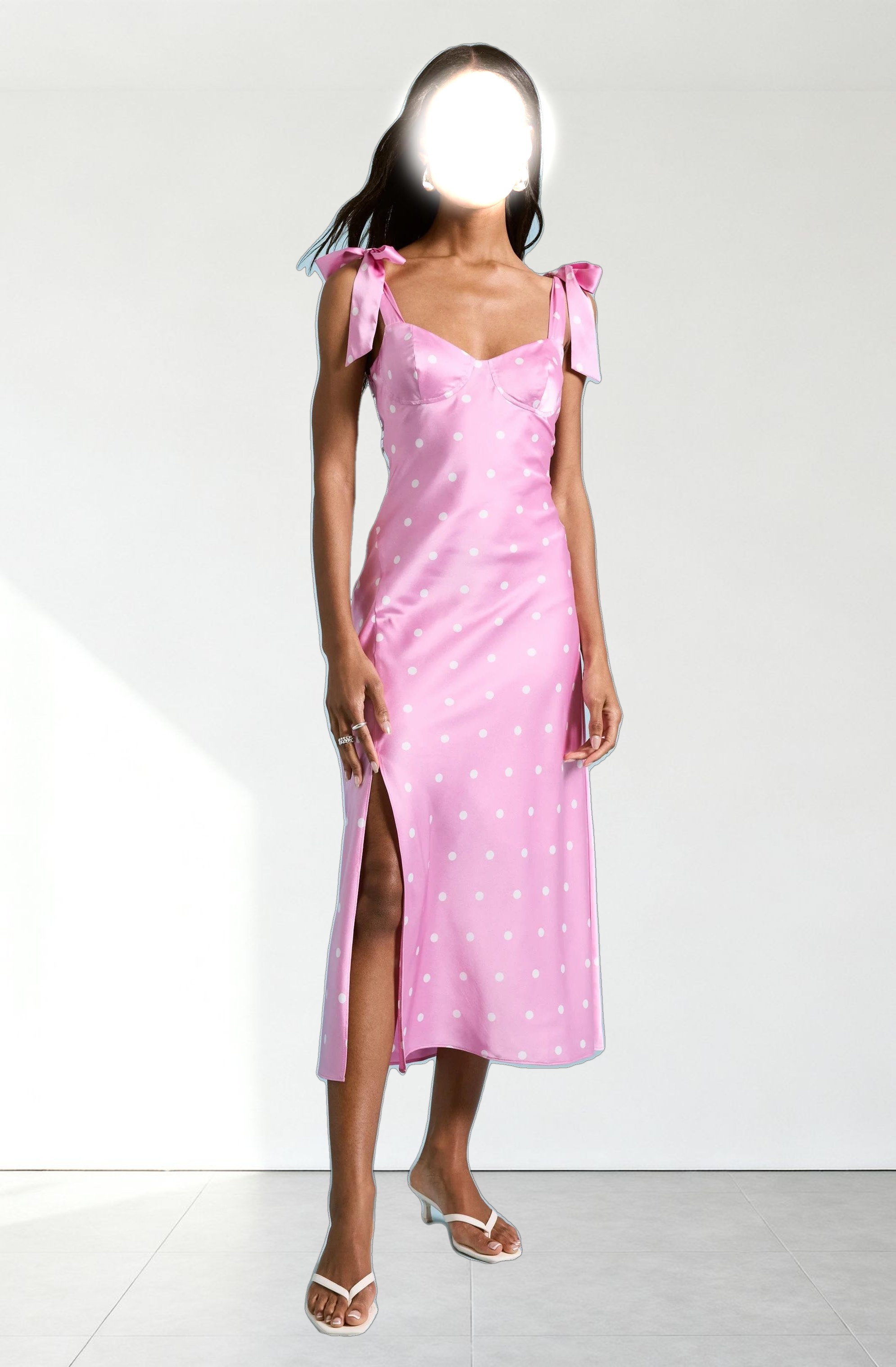 Sweetheart Bow Strap Midi Dress