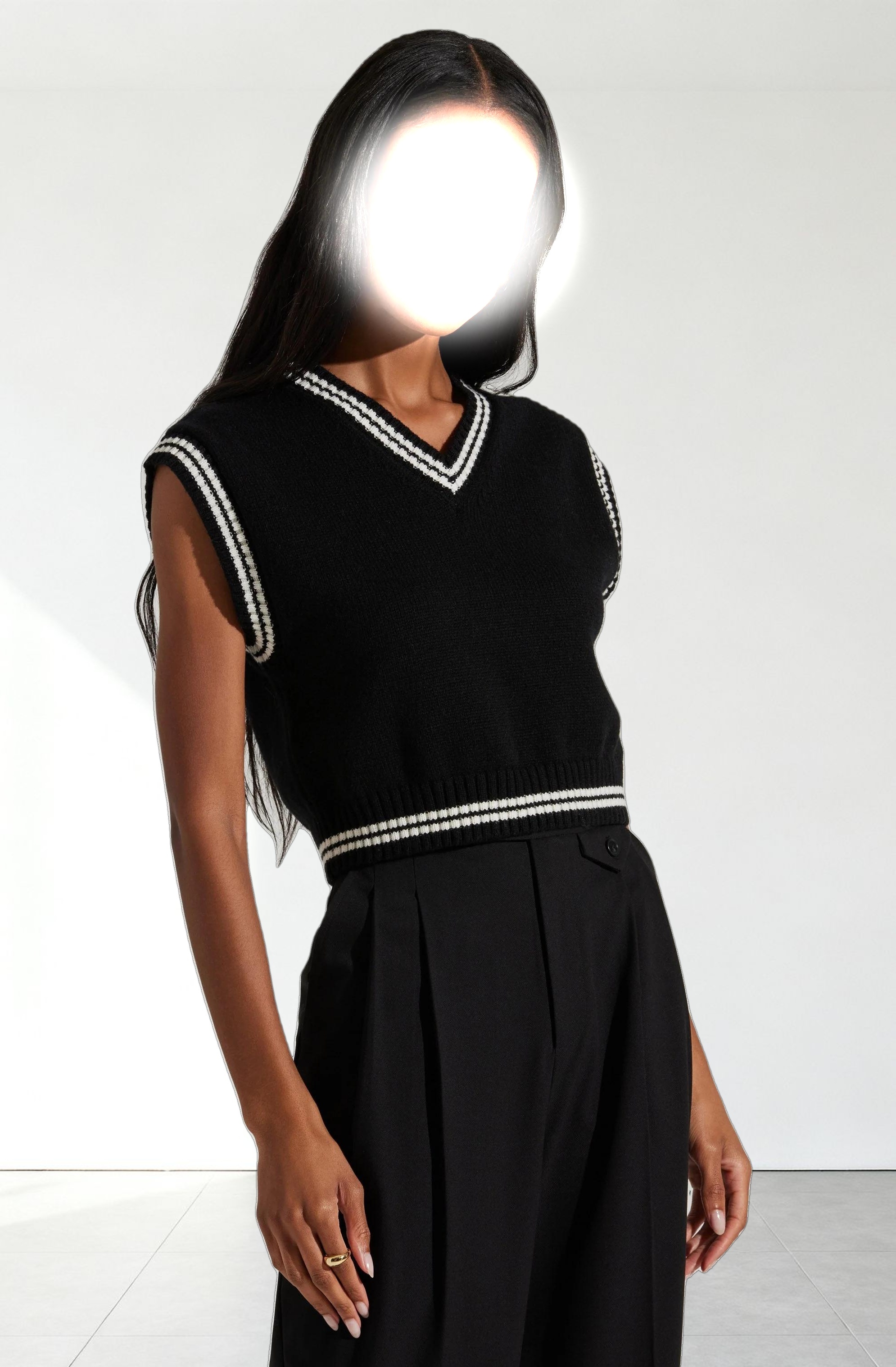 Kirby V-Neck Cropped Sweater Vest