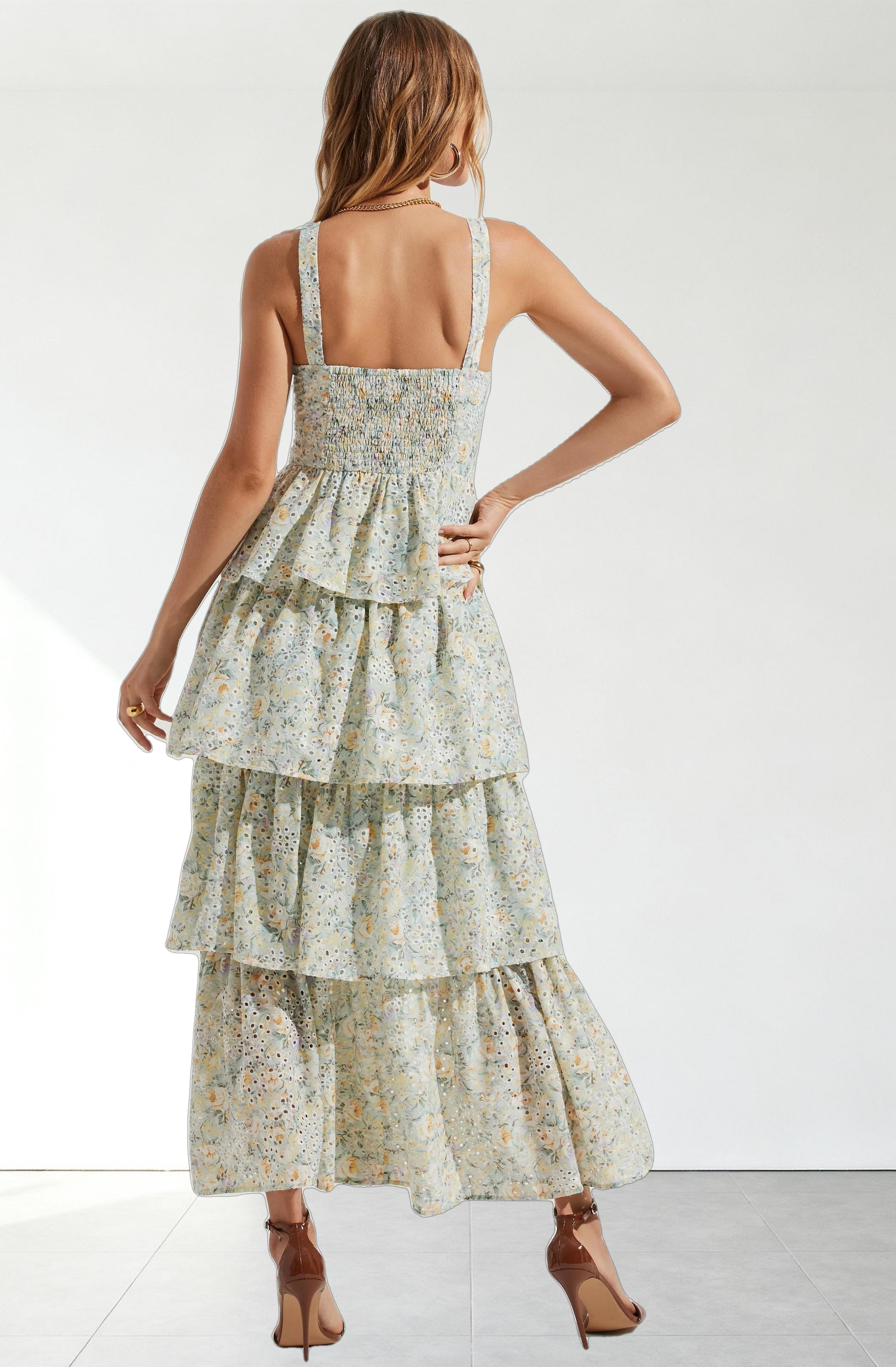 Midsummer Eyelet Tiered Maxi Dress