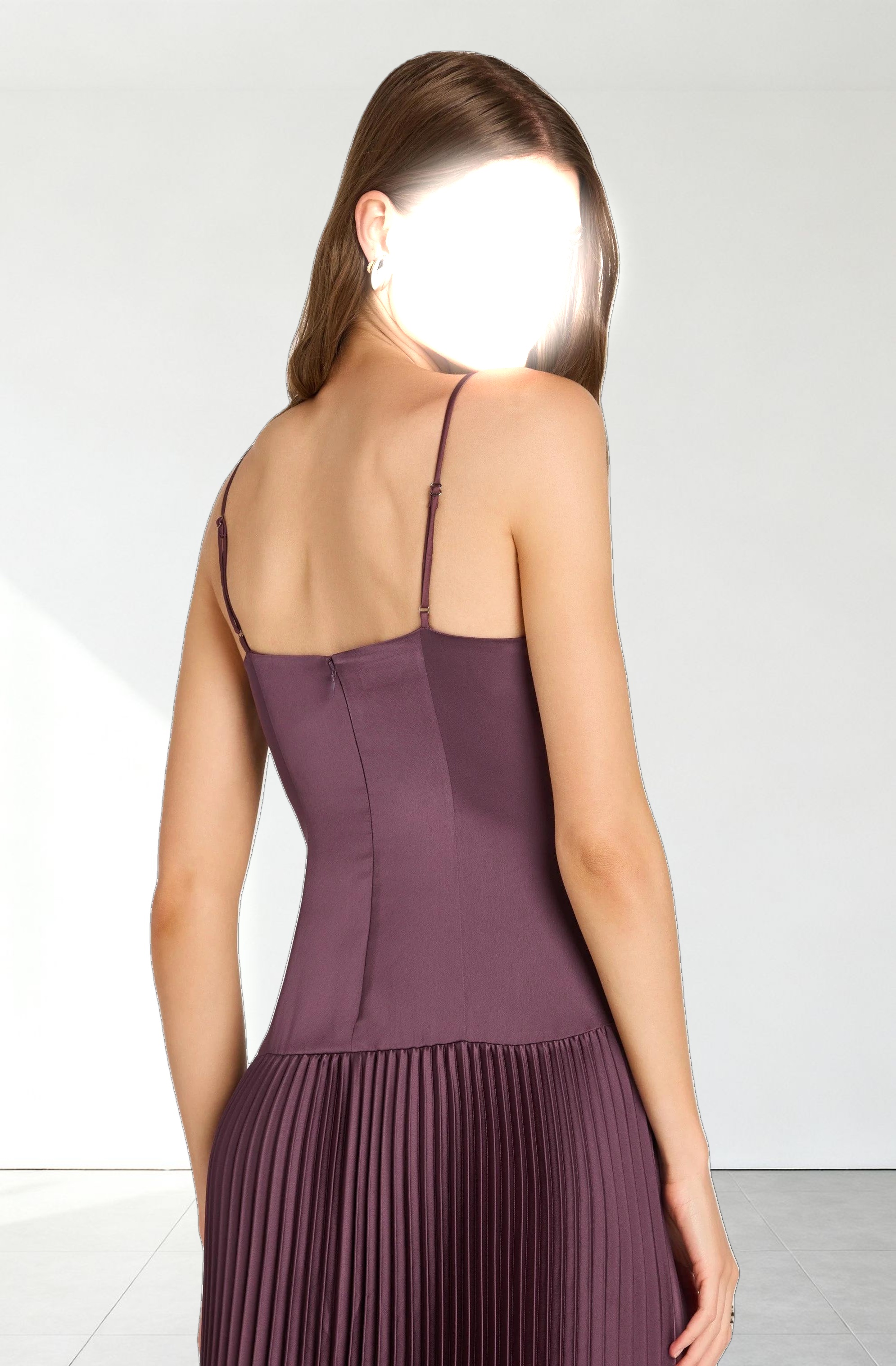 Pleated Drop Waist Maxi Dress