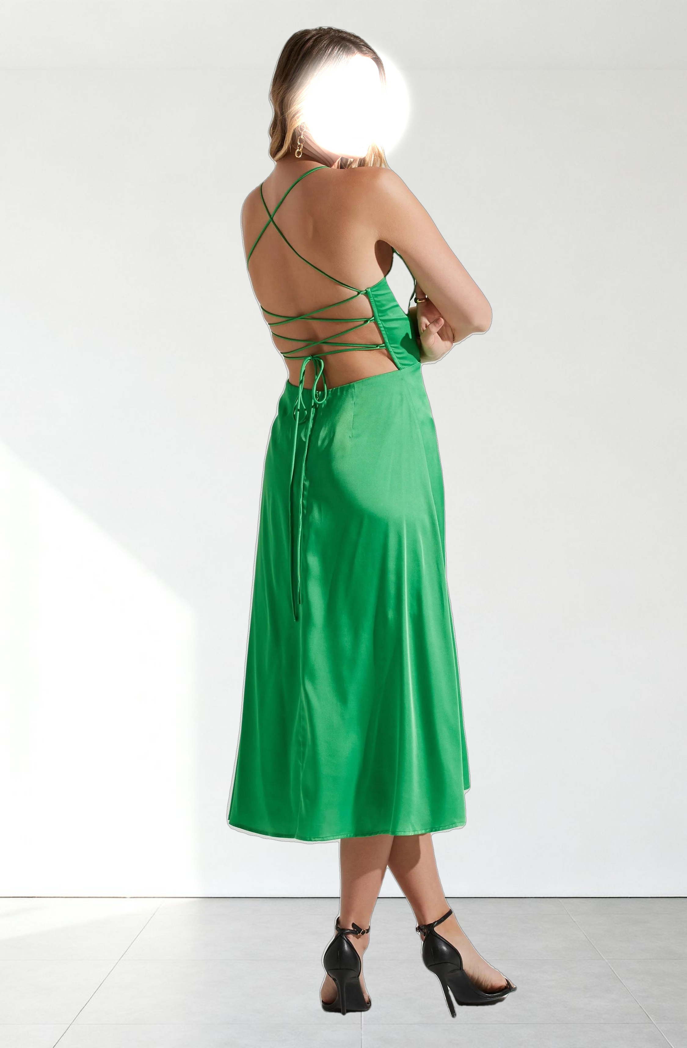 Gala Bustier Cross Strap Midi Dress