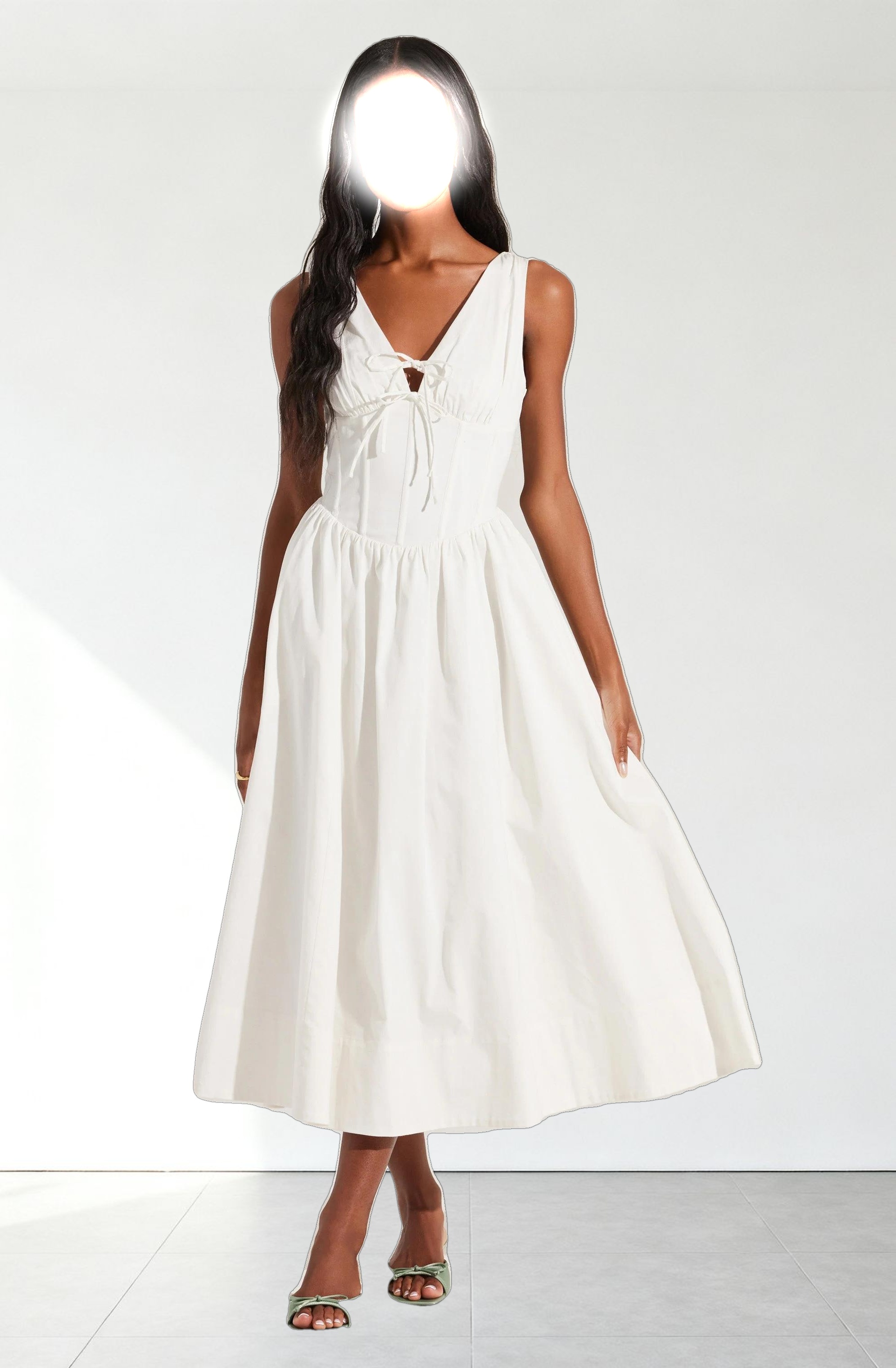 Maili Corset Poplin Midi Dress