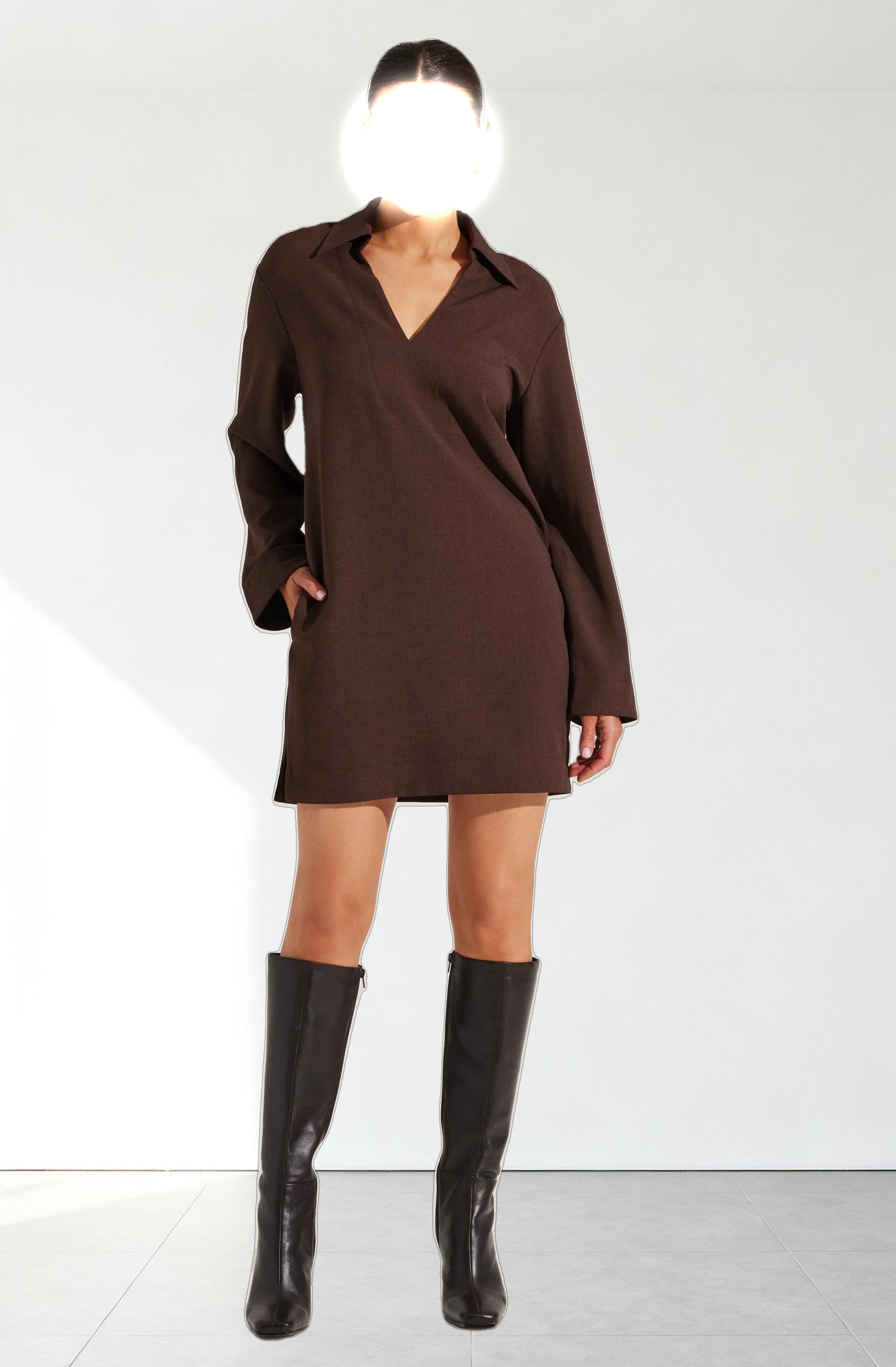 V-Neck Woven Mini Dress