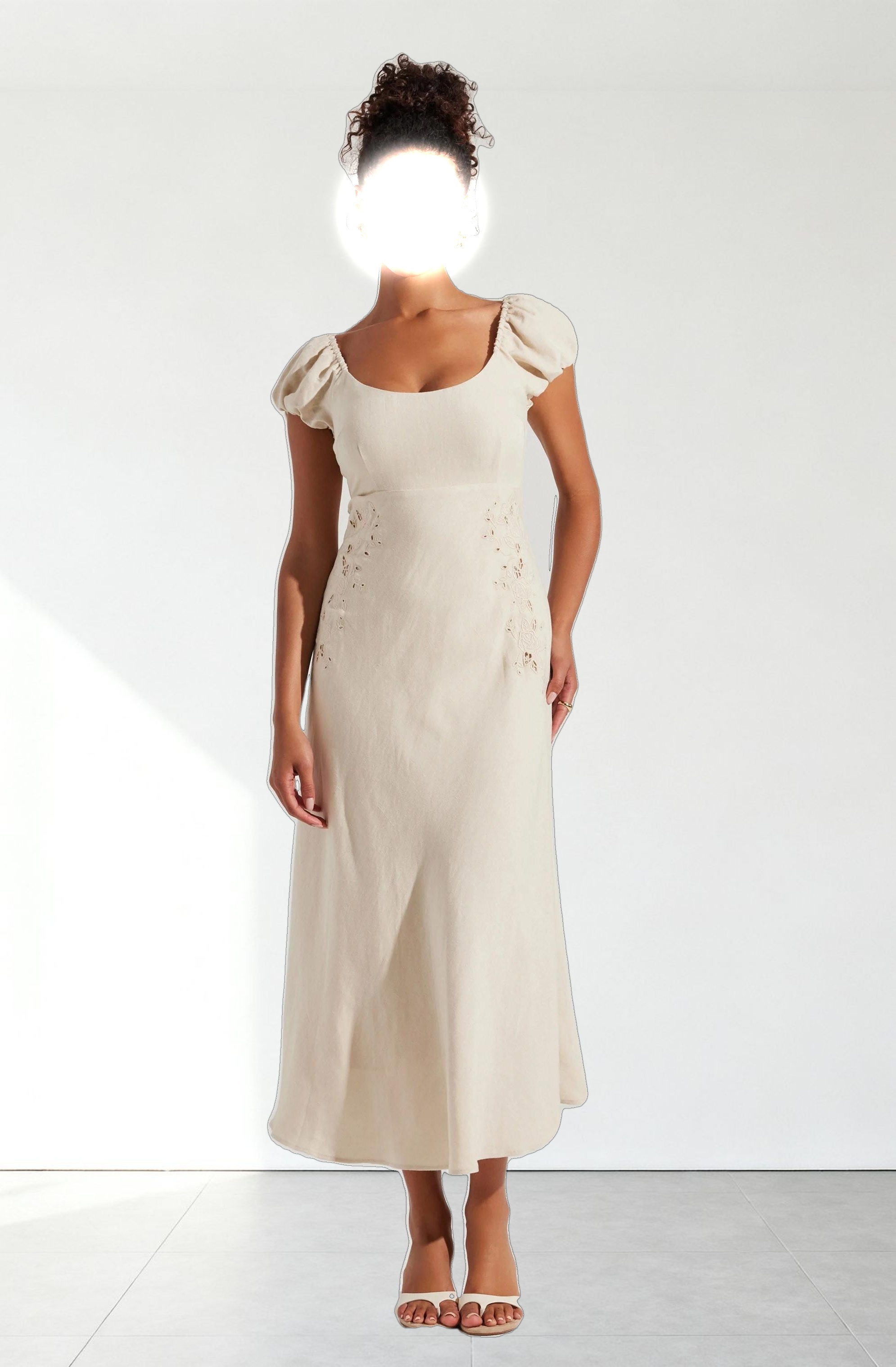 Leocadia Embroidered Puff Sleeve Dress