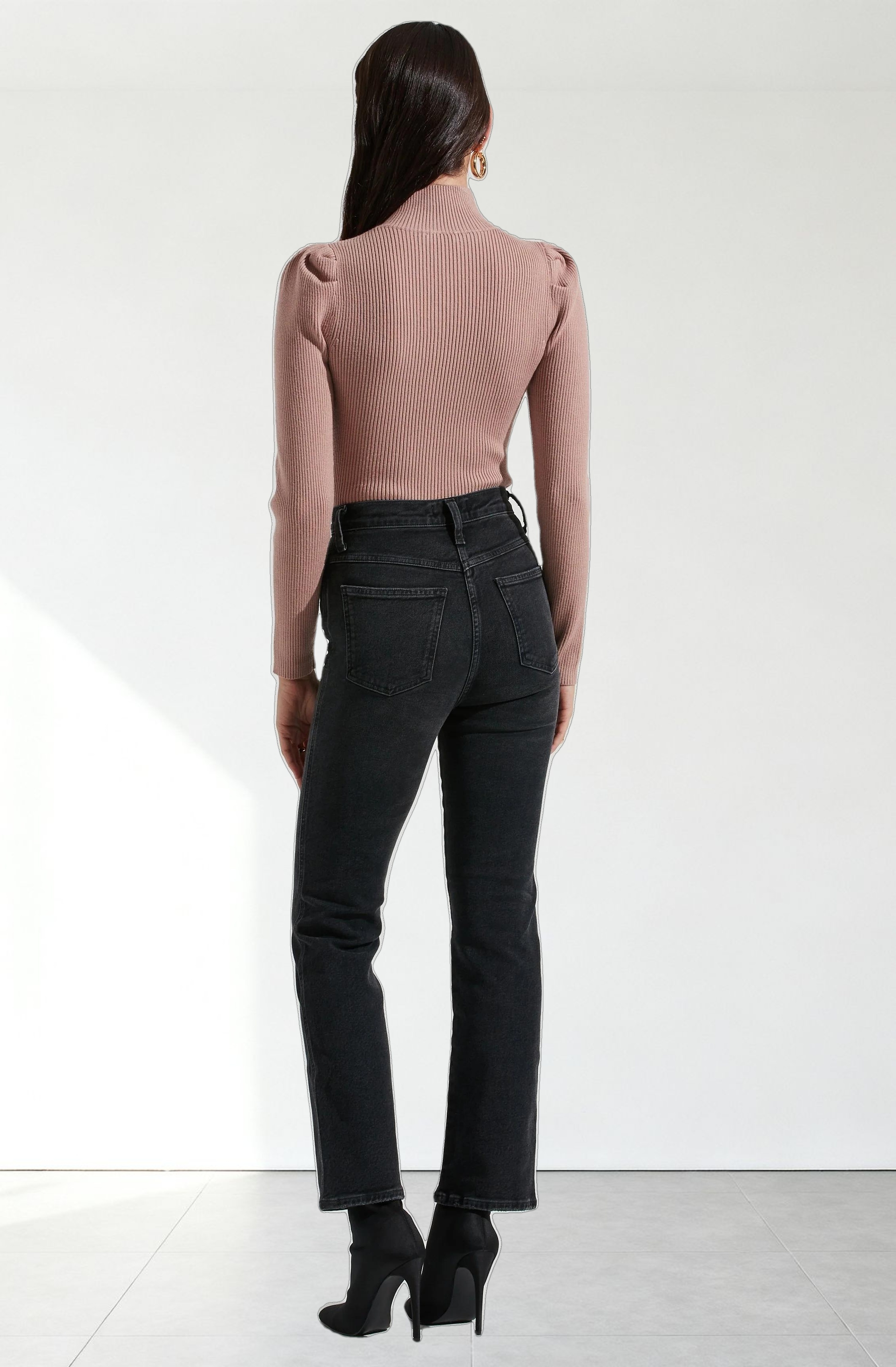 Front Cutout Long Sleeve Sweater Bodysuit