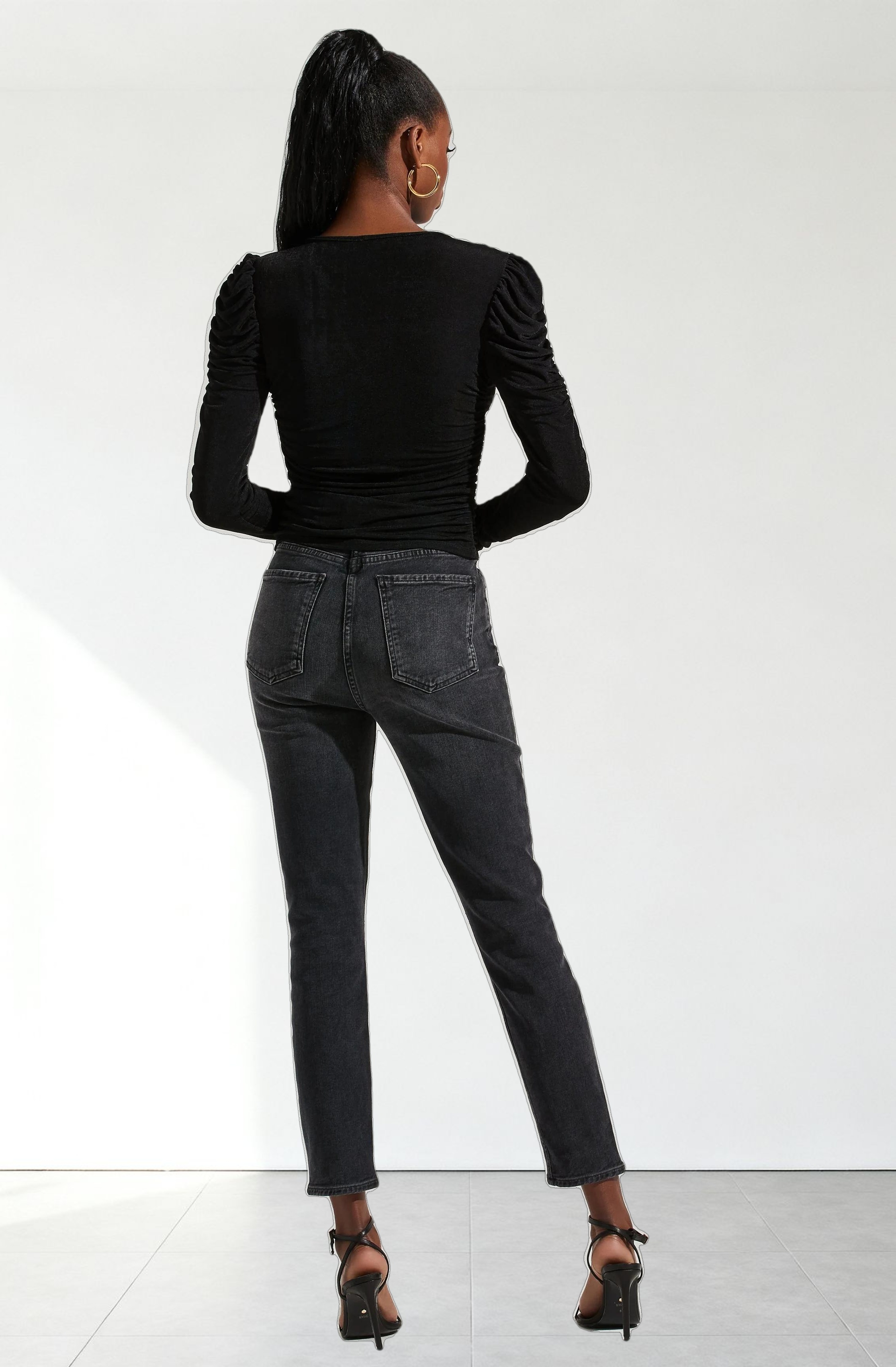 Ruched Front Long Sleeve Top