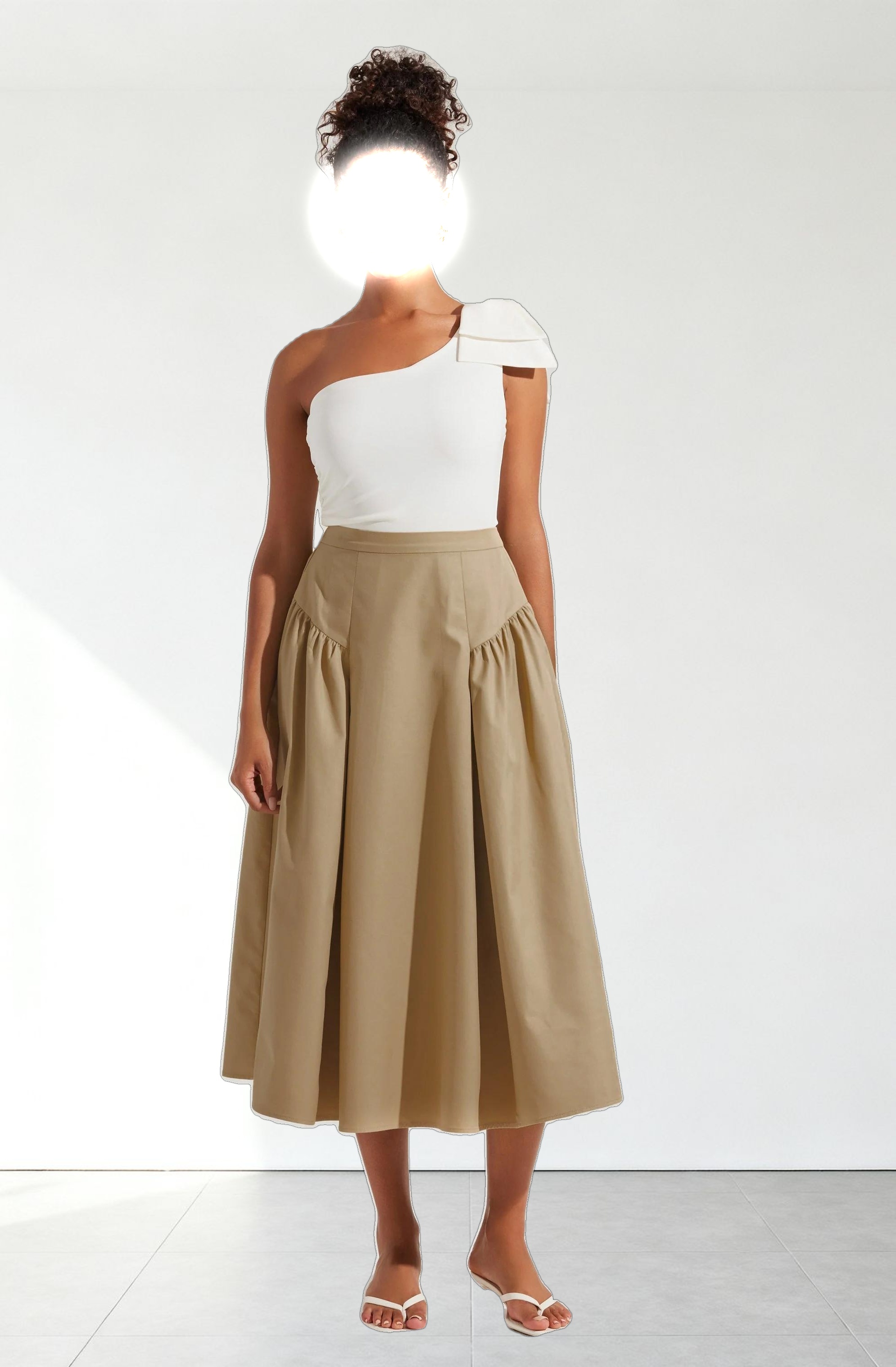Laila Ruched Detail Midi Skirt