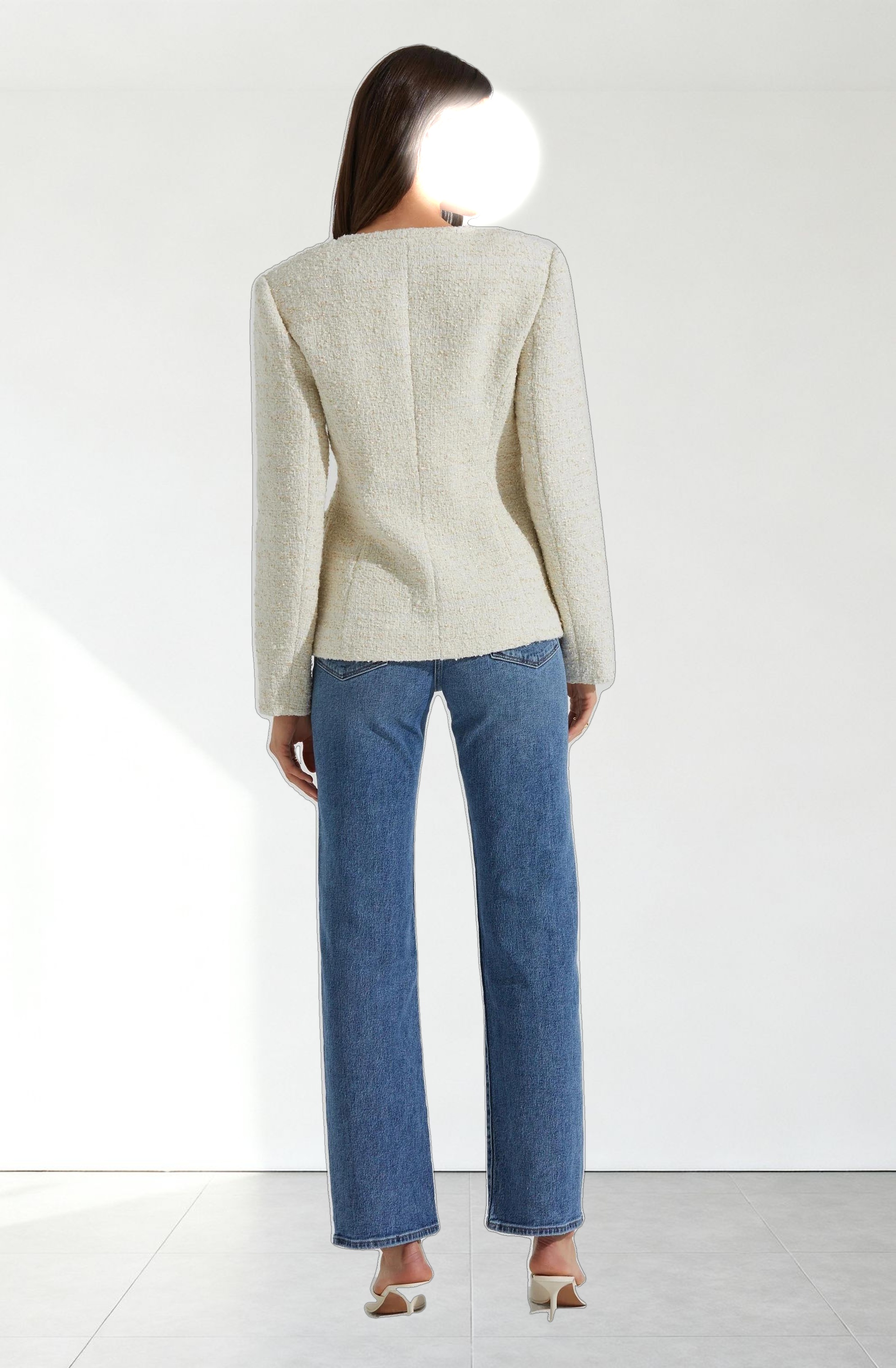 Sarae Collarless Tweed Jacket