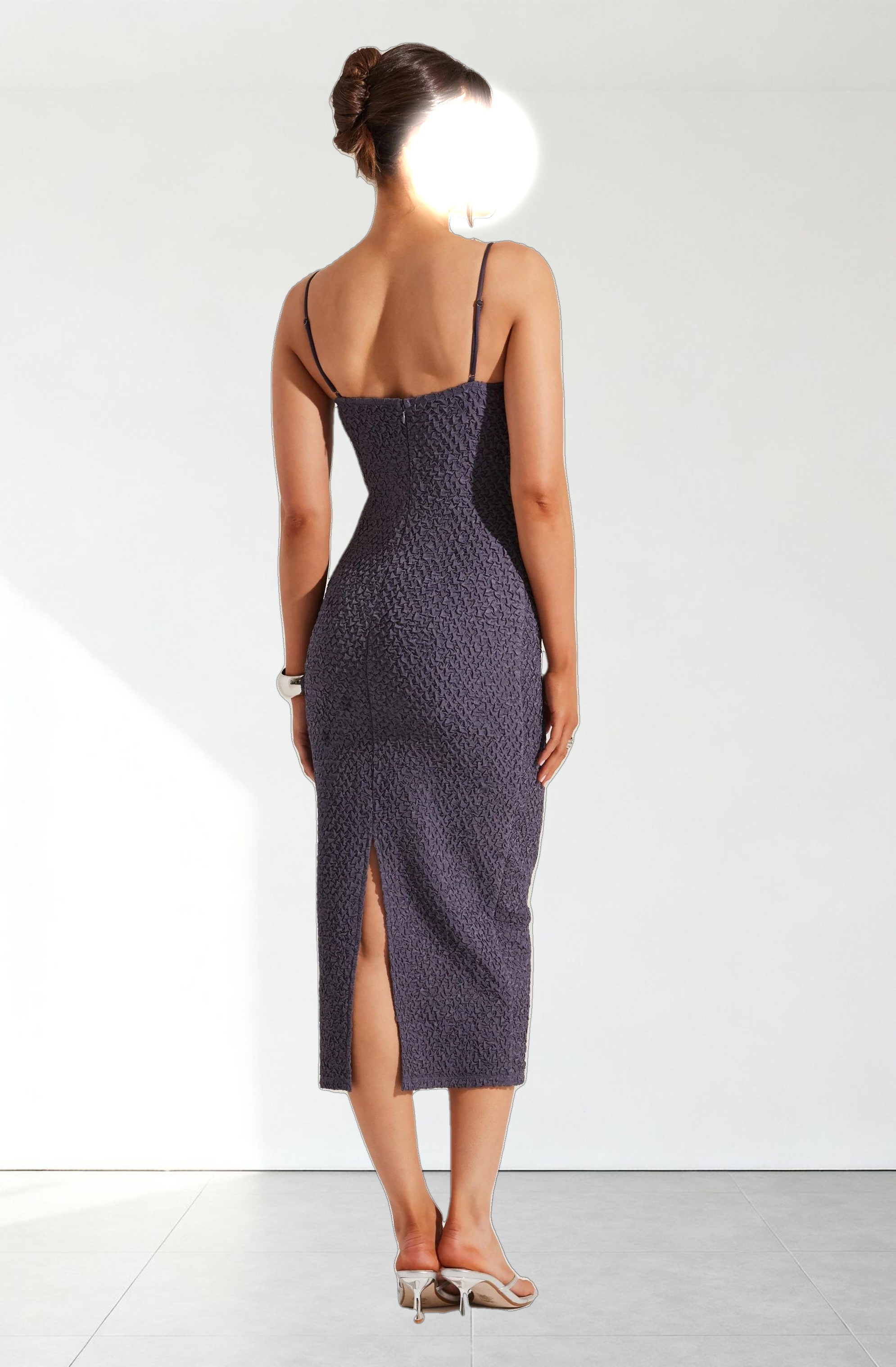 Textured Bustier Midi Dress