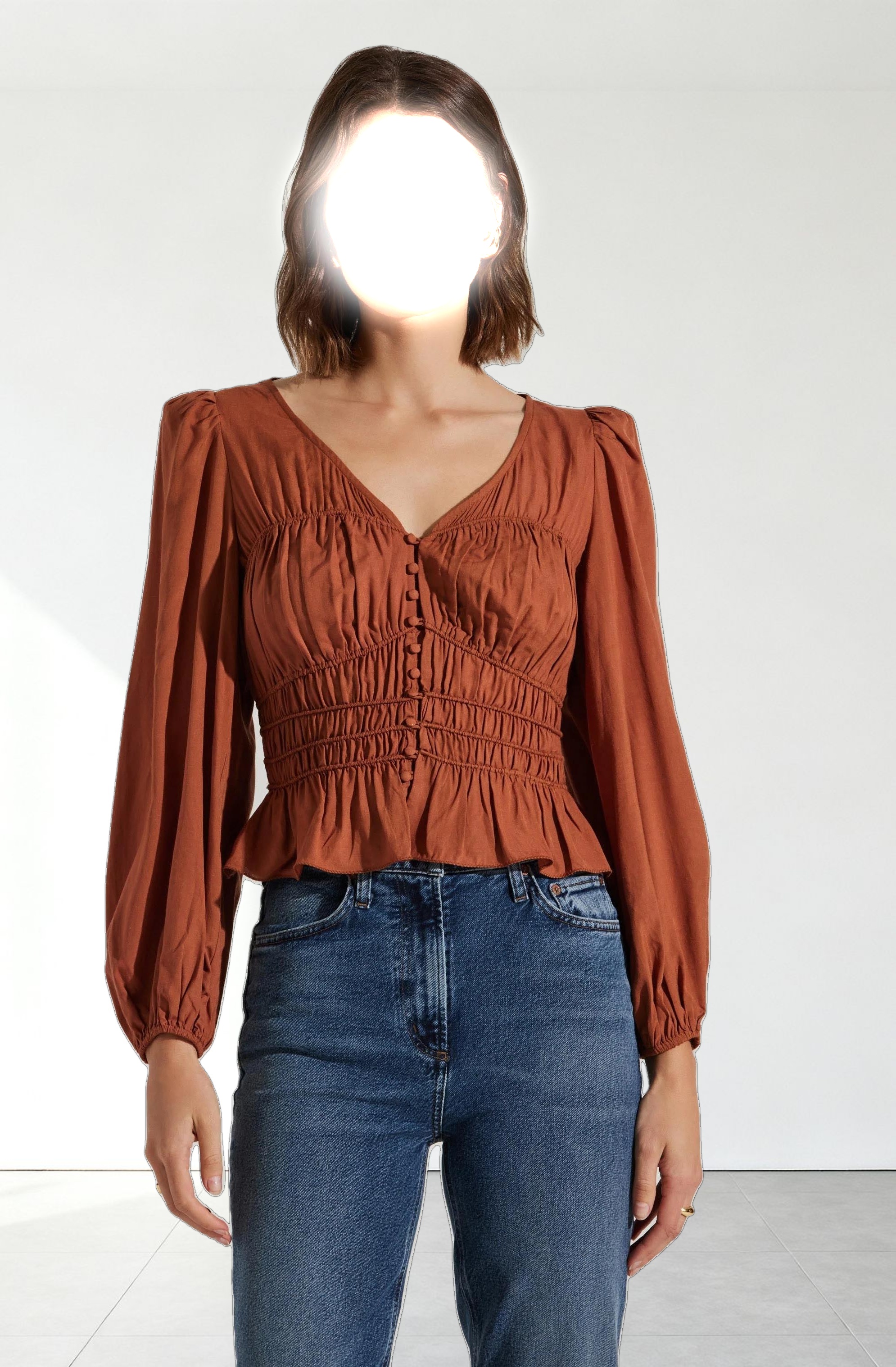 Wilette Smocked V-Neck Top