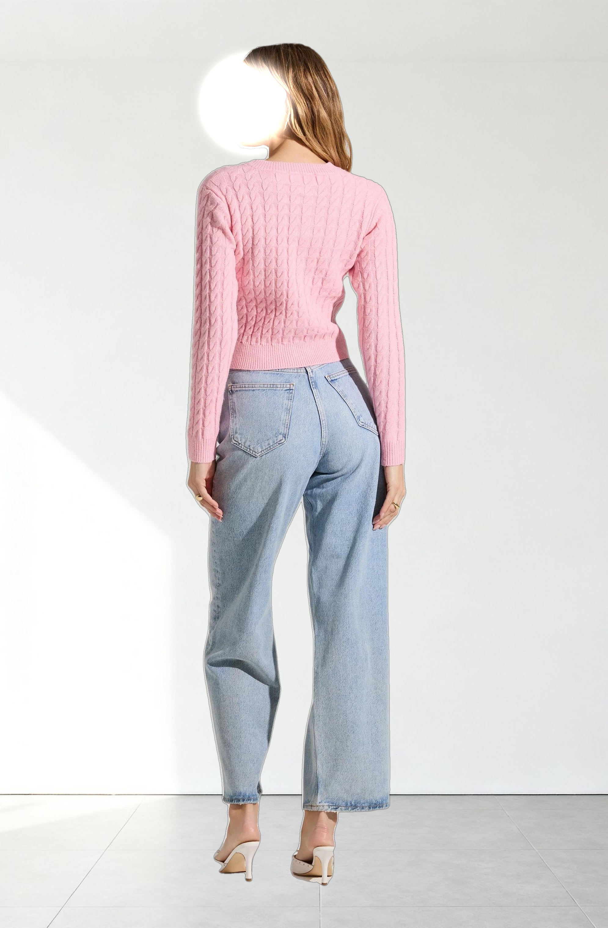 Pearl Button Cable Knit Cardigan