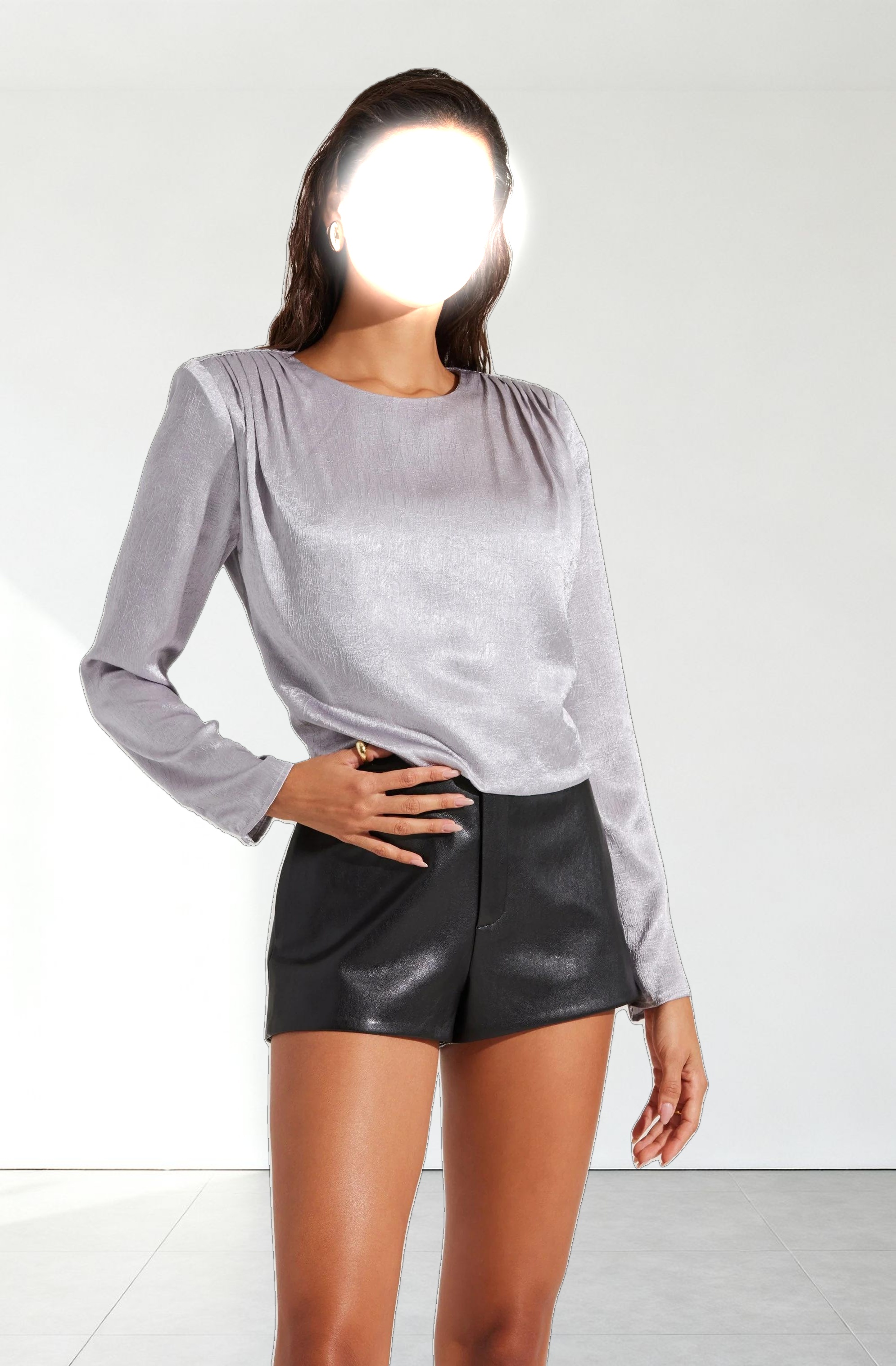 Aleannah Satin Long Sleeve Top