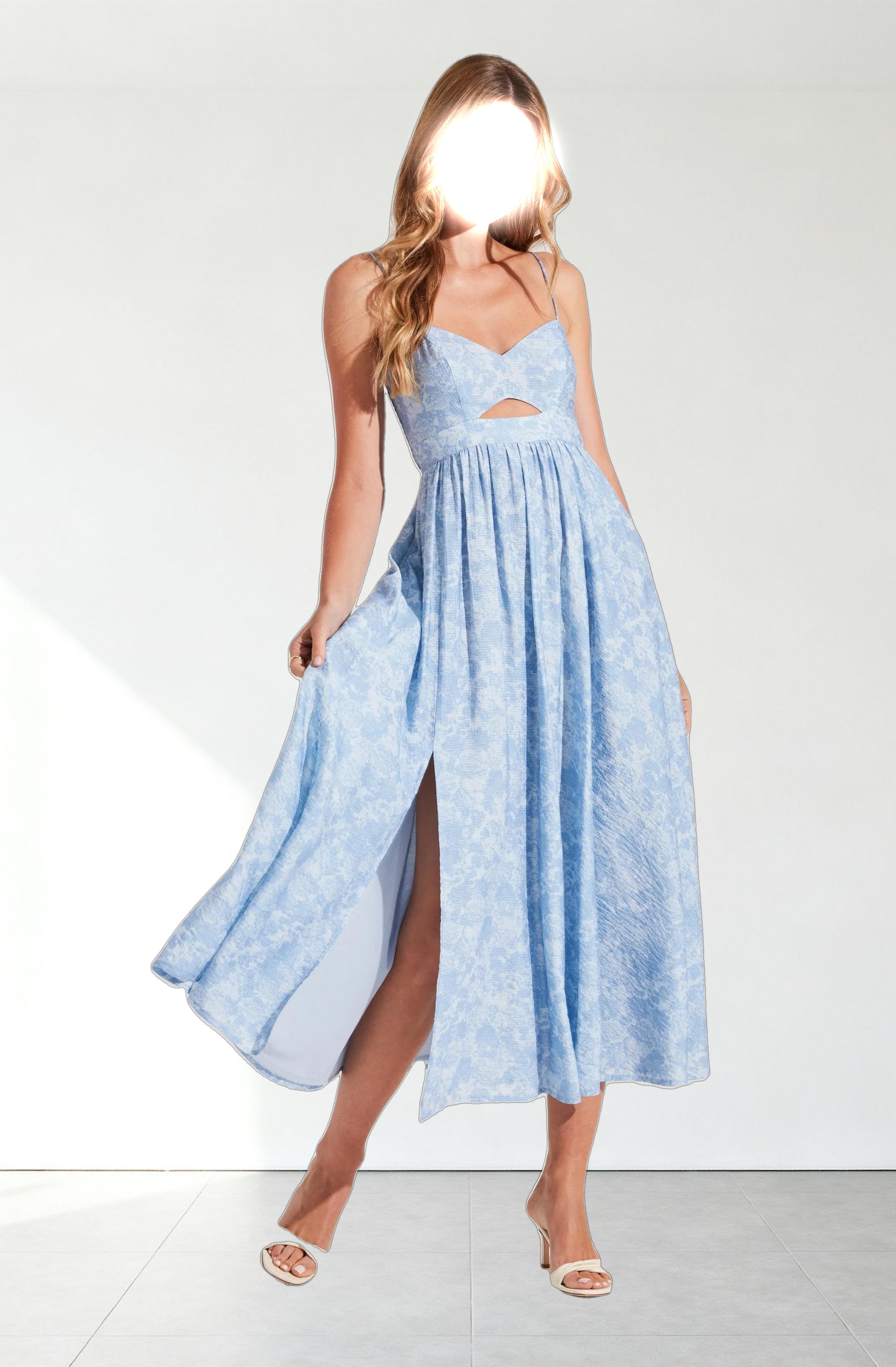 Front Cutout Floral Midi Dress