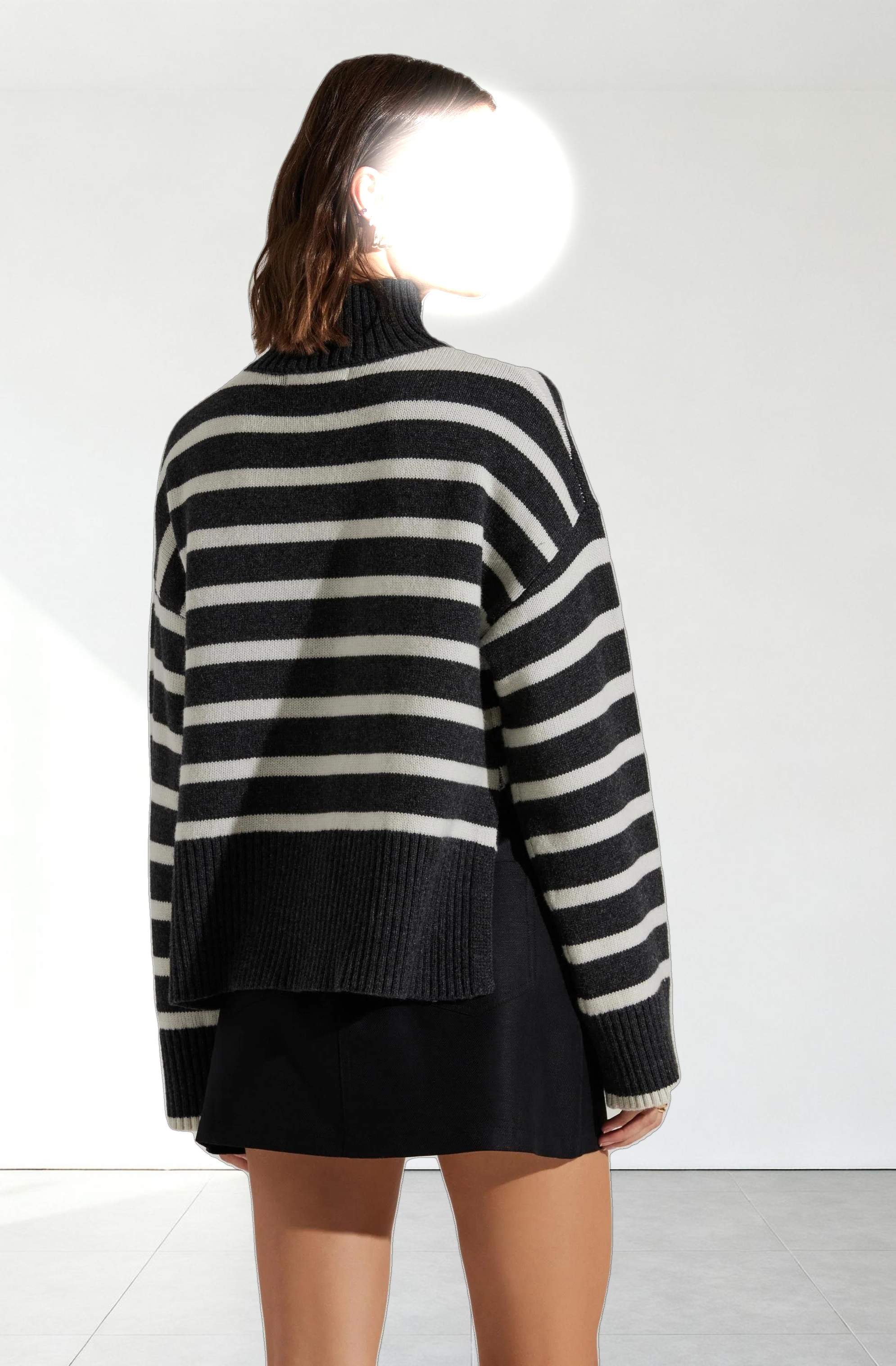 Sophea Striped Mock Neck Sweater