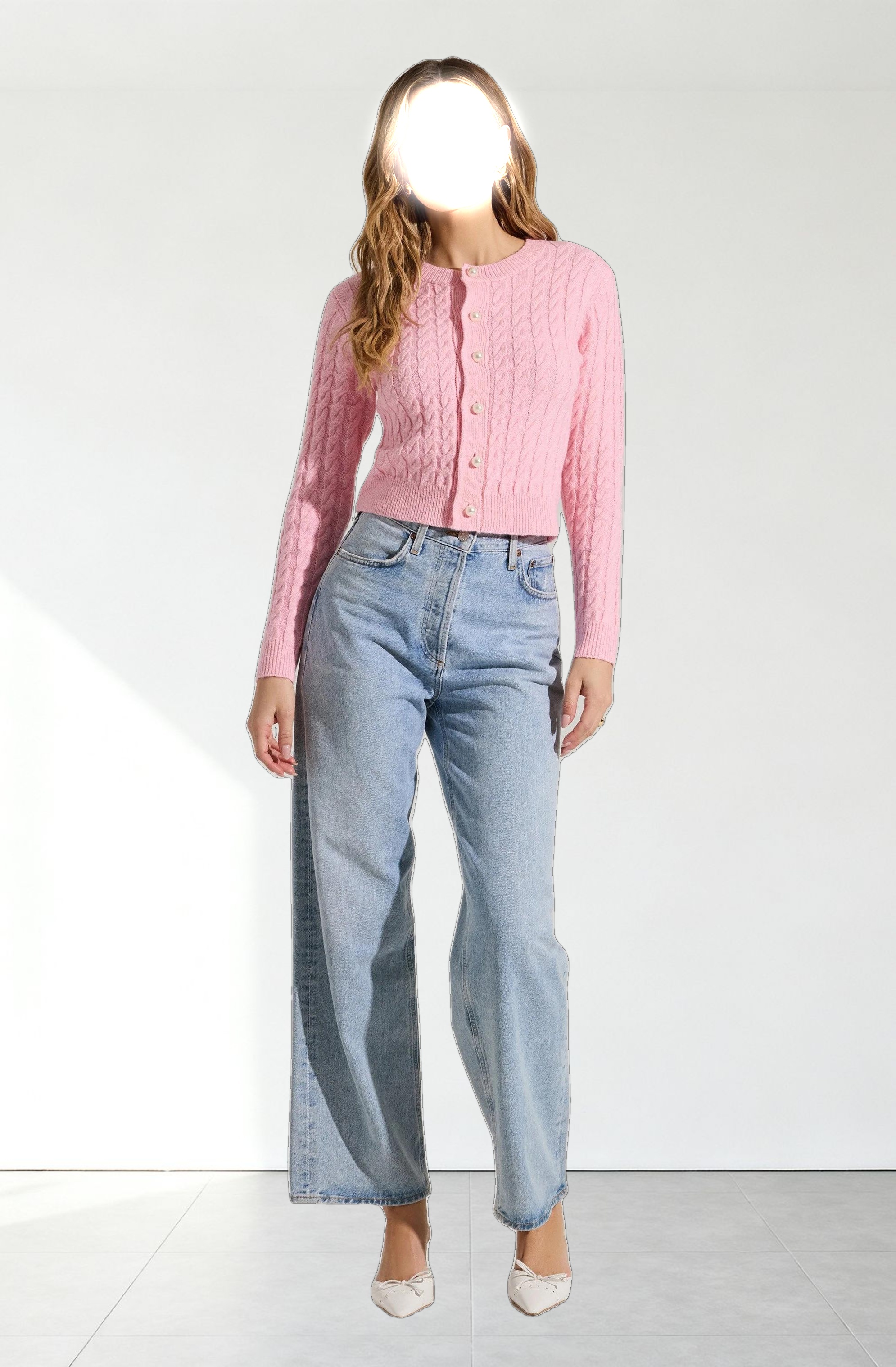 Pearl Button Cable Knit Cardigan