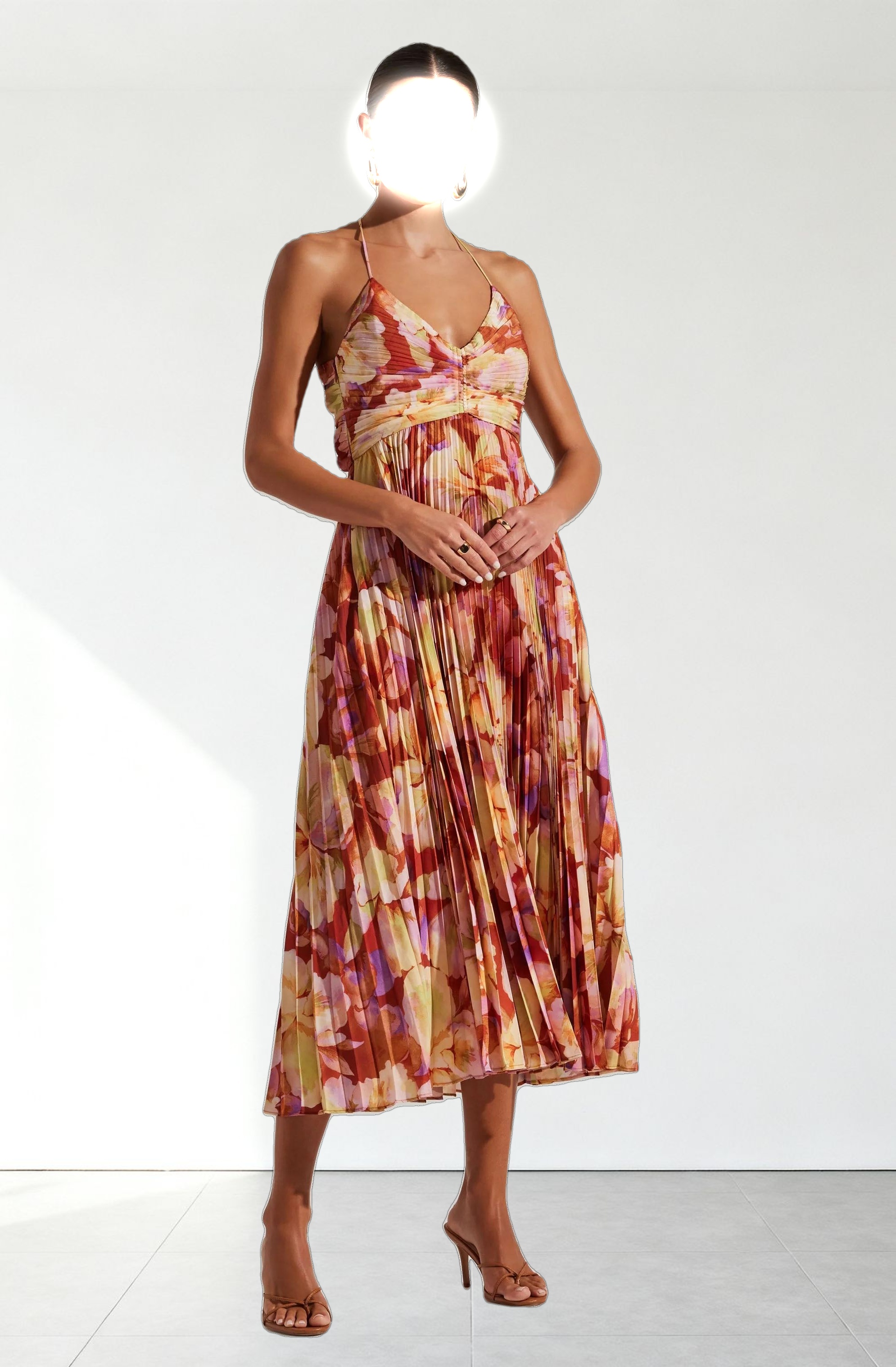 Blythe Floral Plisse Midi Dress