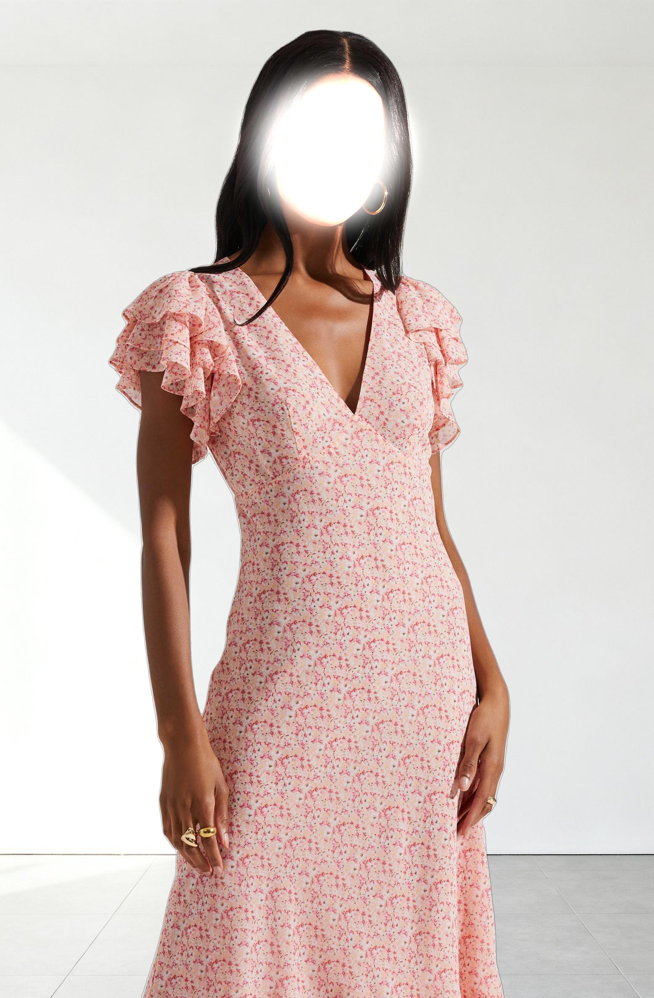Celestine Floral Ruffle Midi Dress