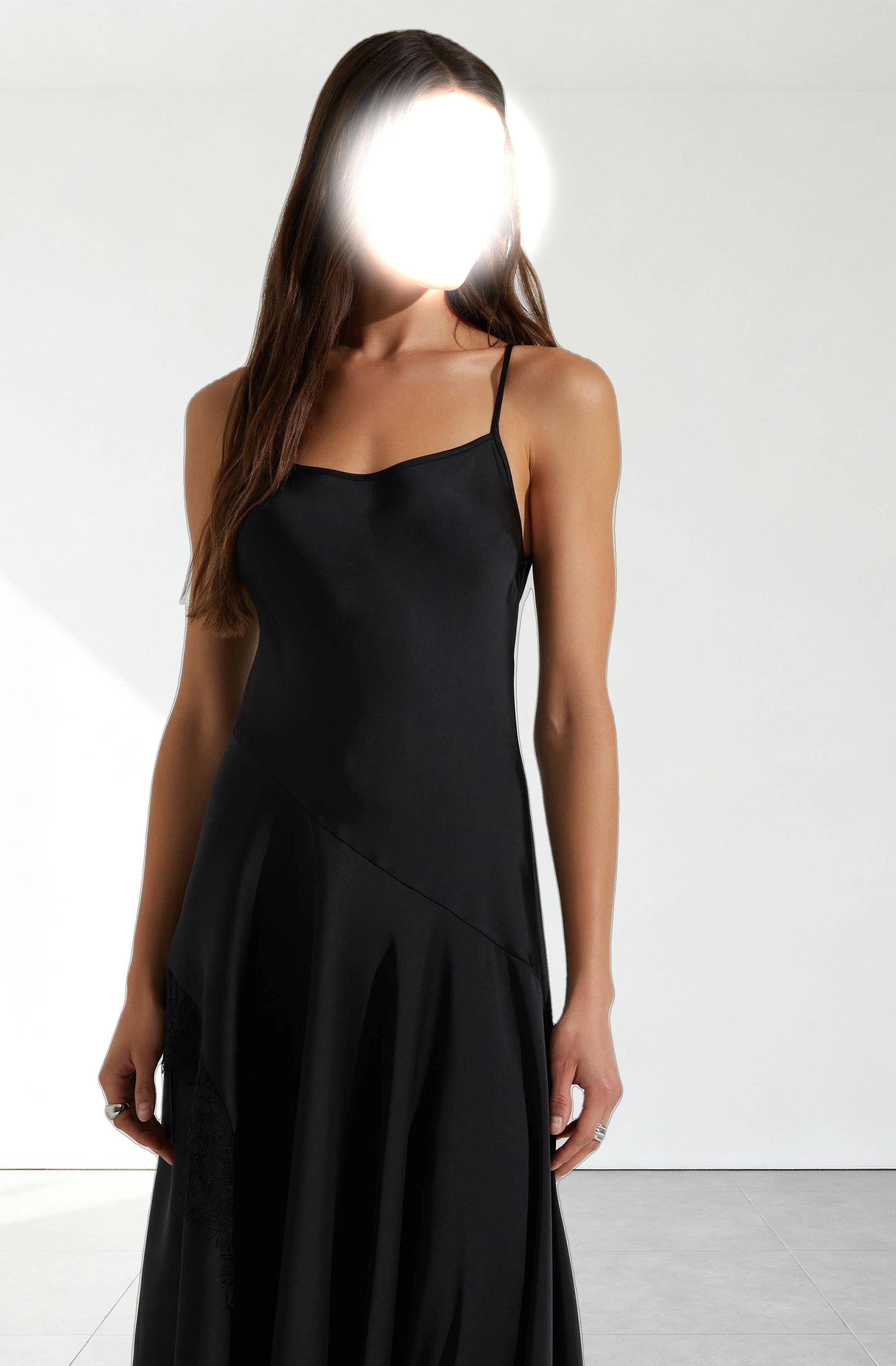 Ione Satin Lace Trim Dress