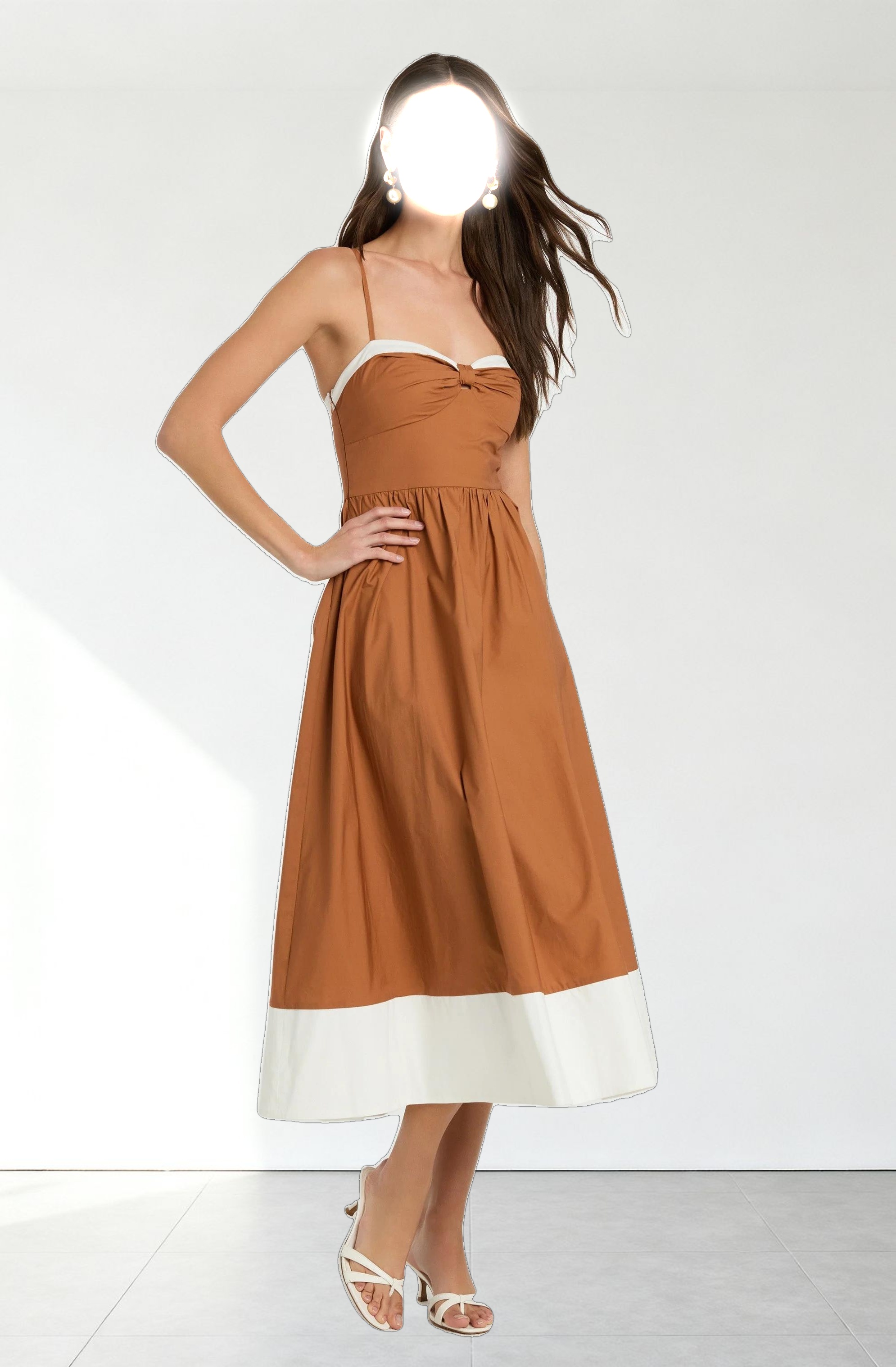 Contrast Sweetheart Midi Dress