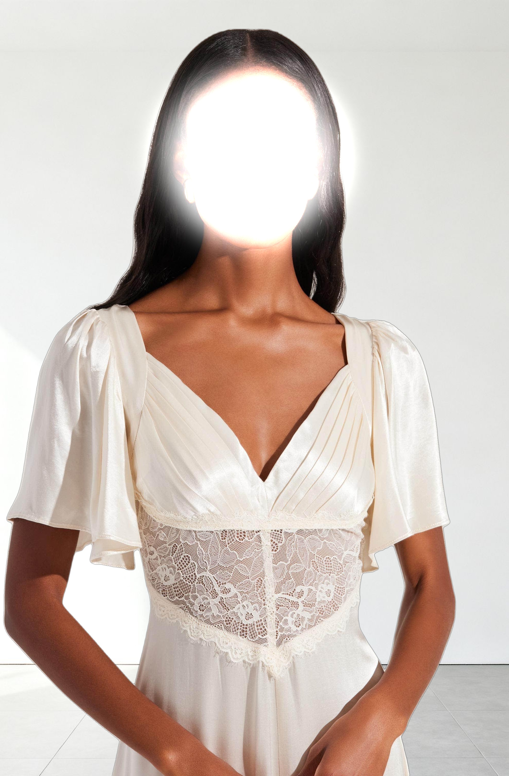 Aurelia Satin V-Neck Midi Dress