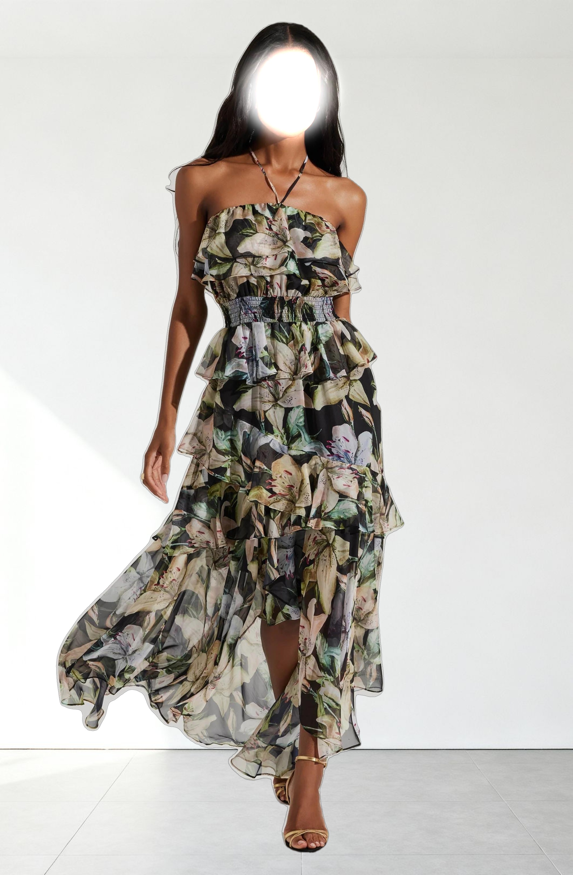 Elena Floral Halter Maxi Dress