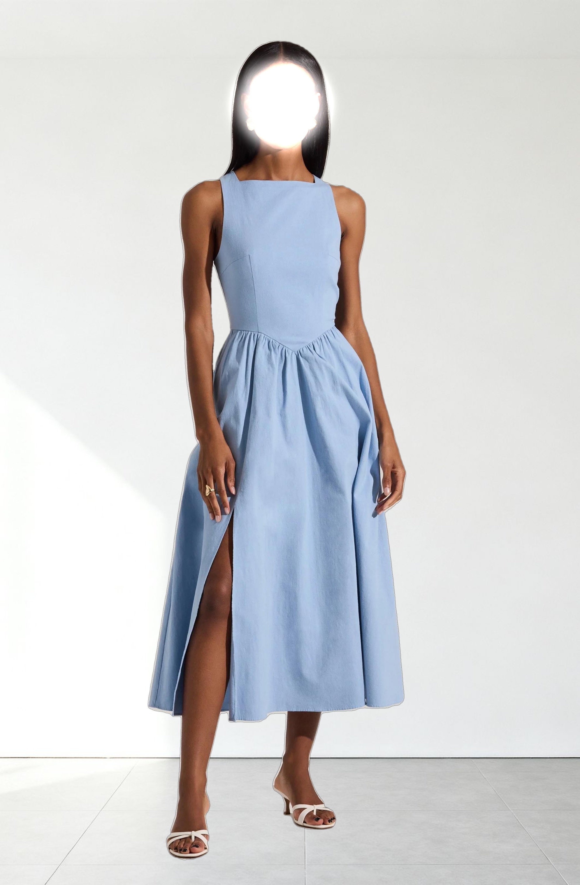 Bow Back Apron Midi Dress