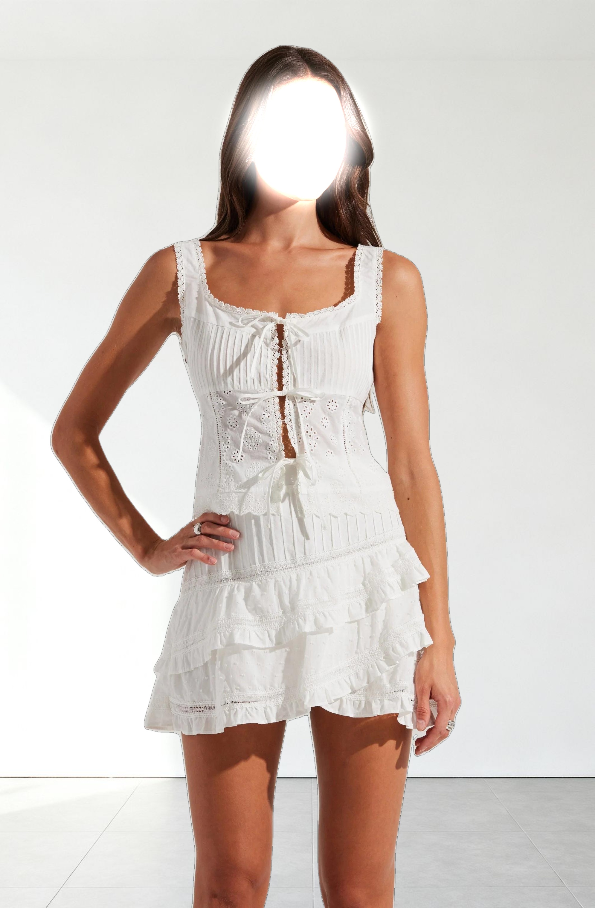 Kensley Eyelet Tiered Mini Skirt