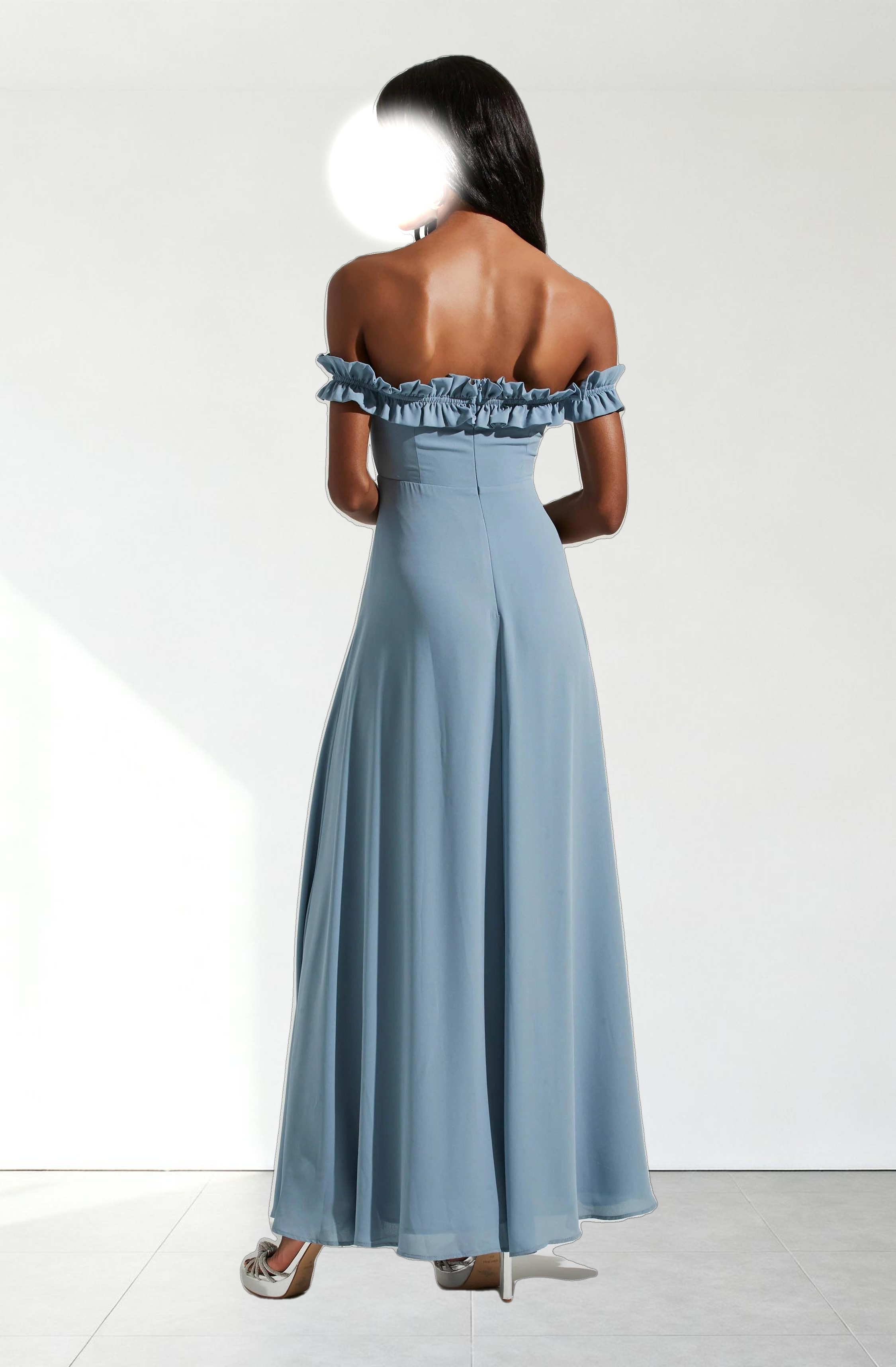 Venetia Off Shoulder Ruffle Trim Maxi Dress