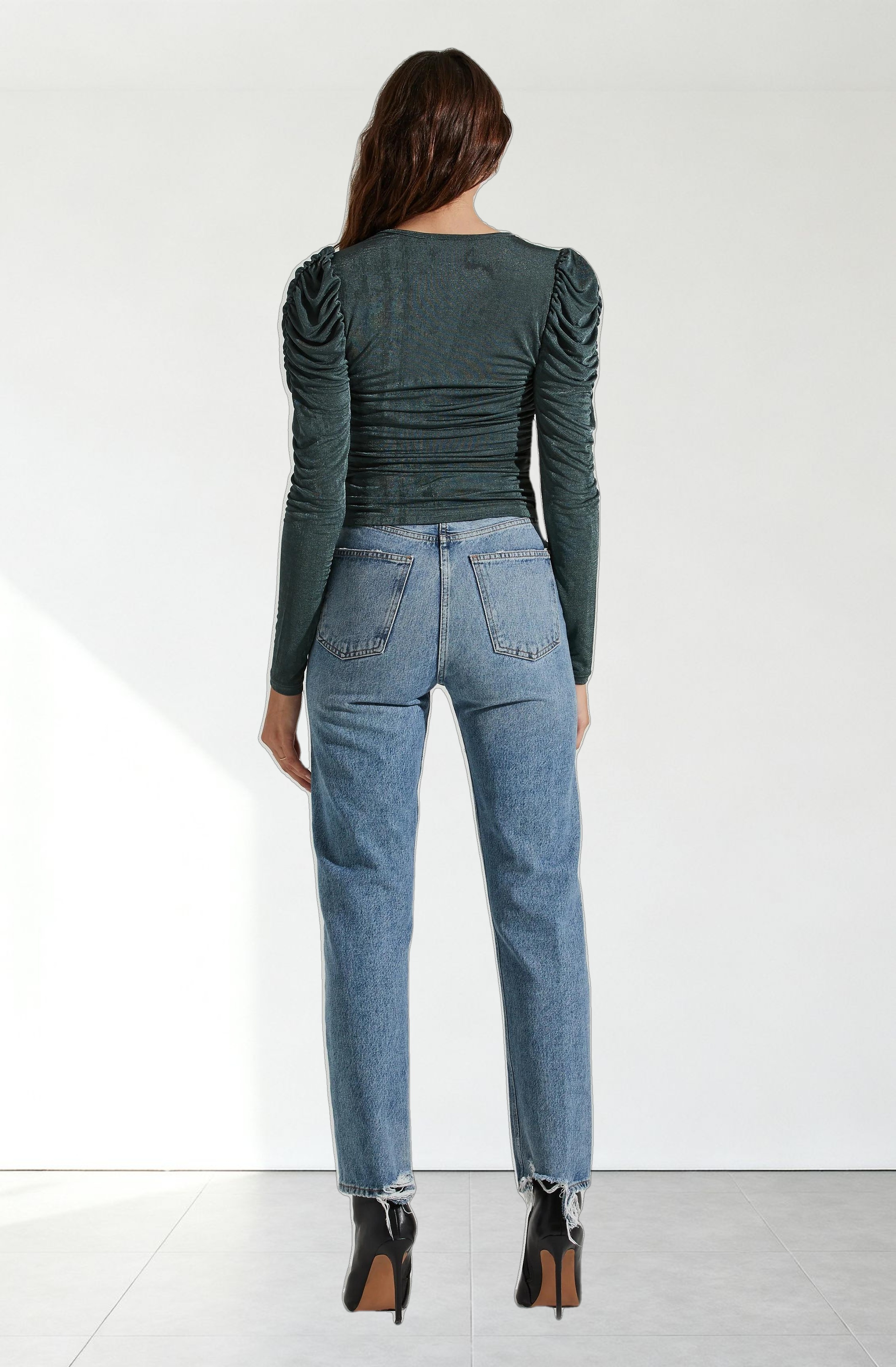 Ruched Front Long Sleeve Top