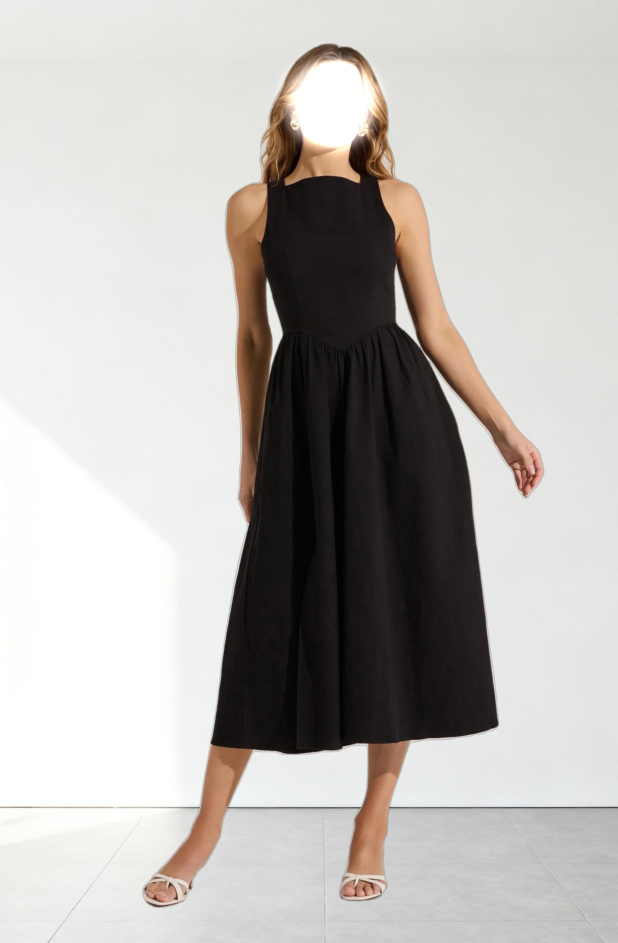Bow Back Apron Midi Dress