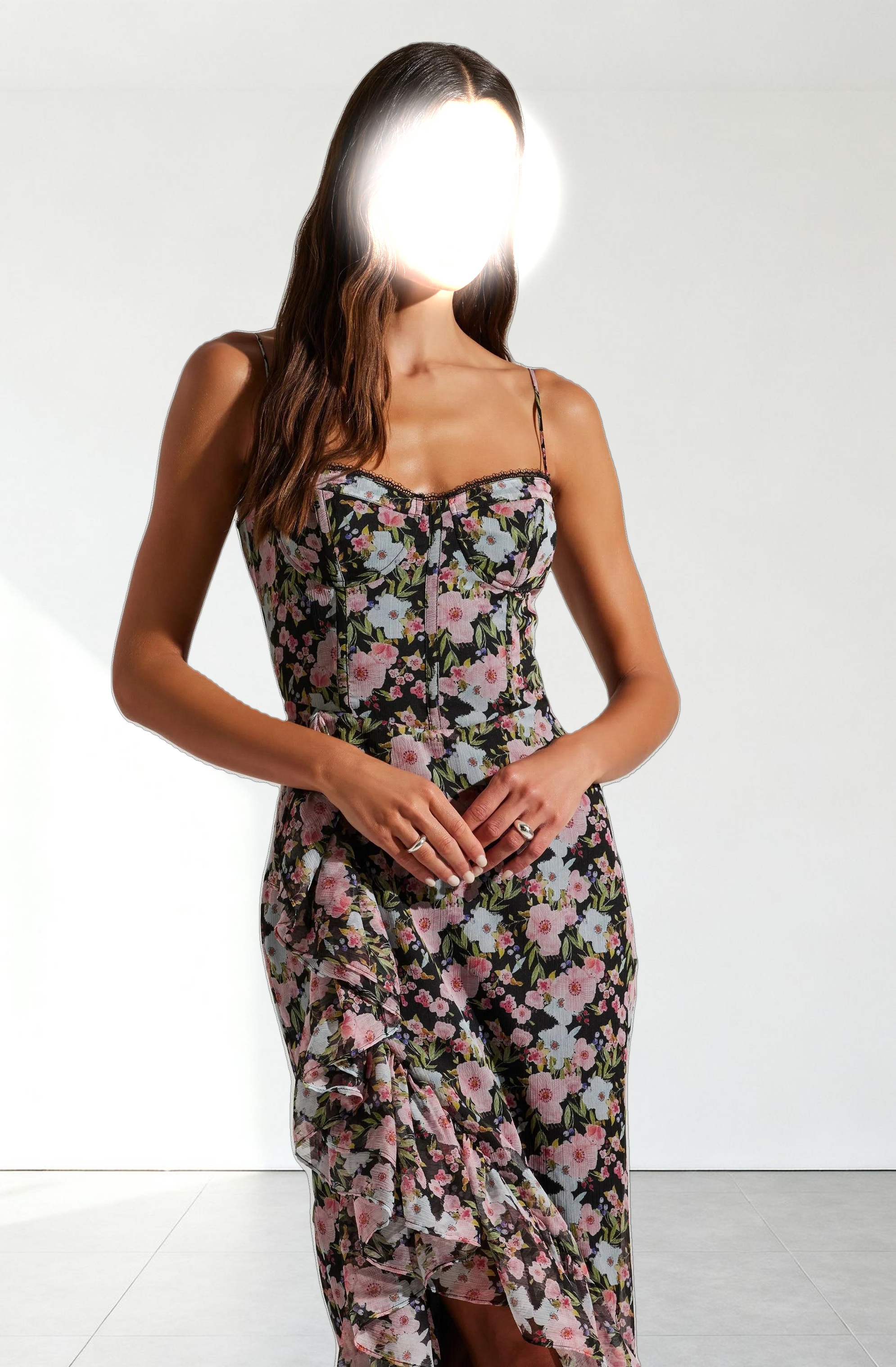 Brisbane Asymmetrical Floral Midi Dress