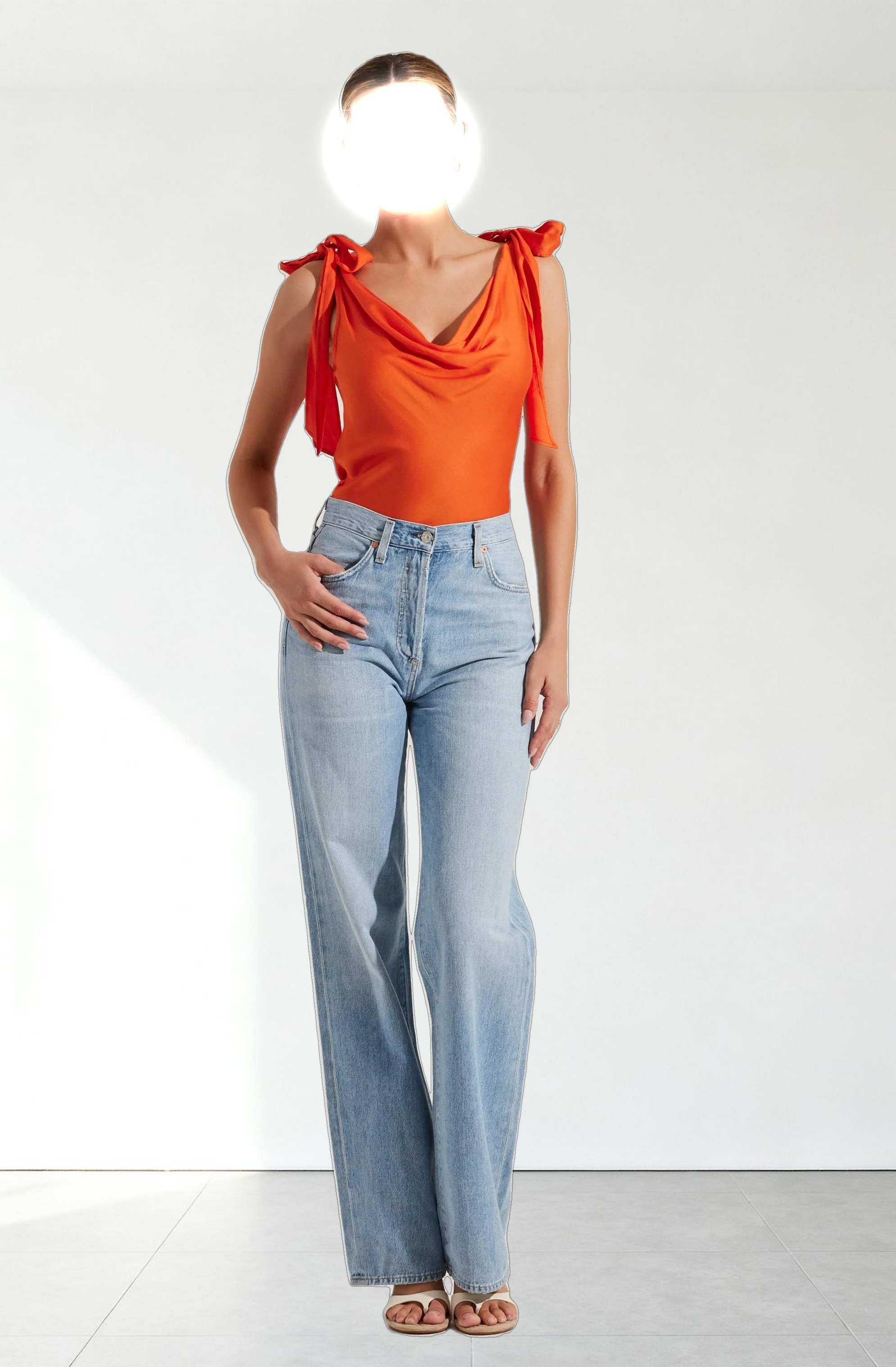 Allexina Satin Cowl Neck Top