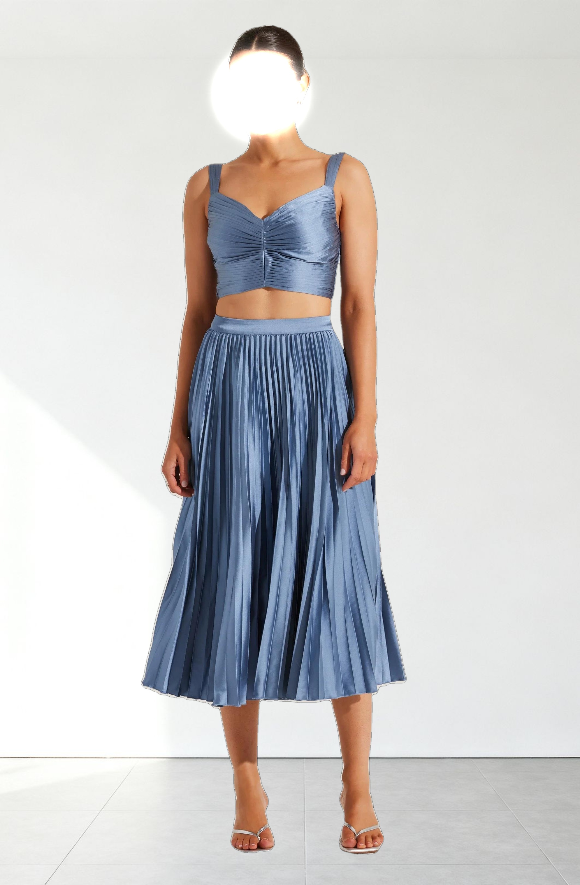 Satin Pleated Crop Top