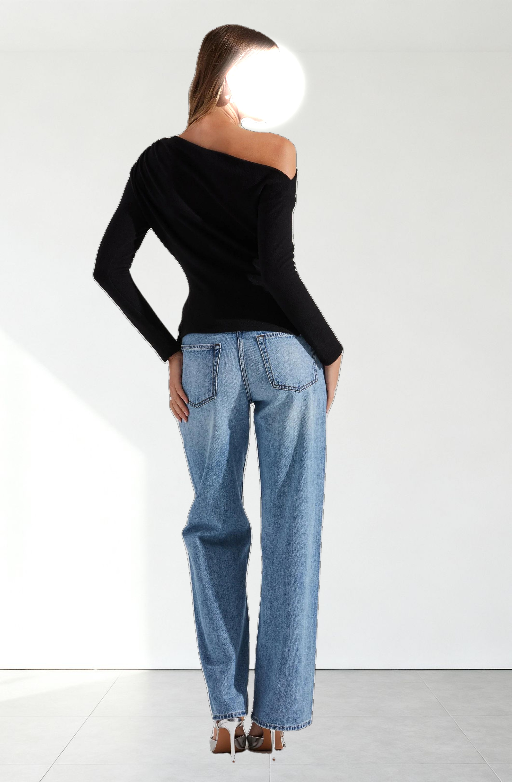 Asymmetrical Off Shoulder Tie Knit Top