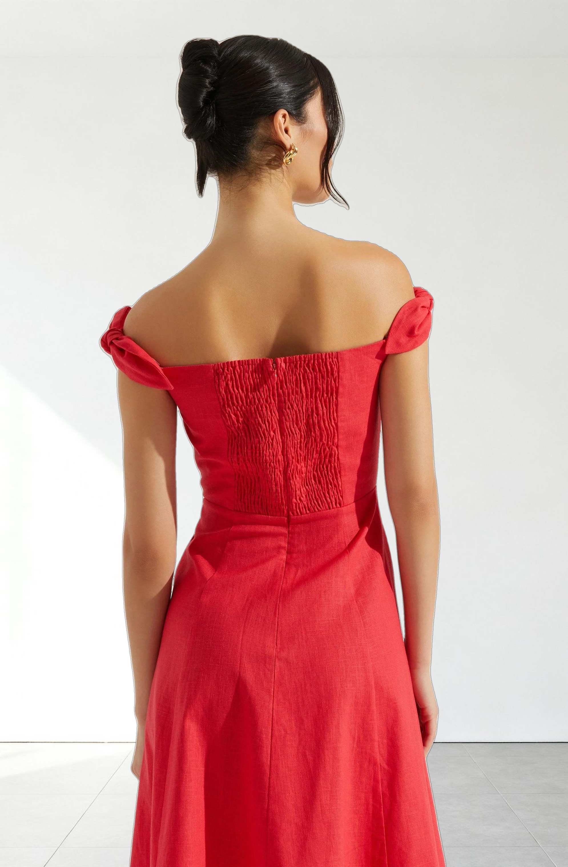 Charelin Linen Off Shoulder Dress