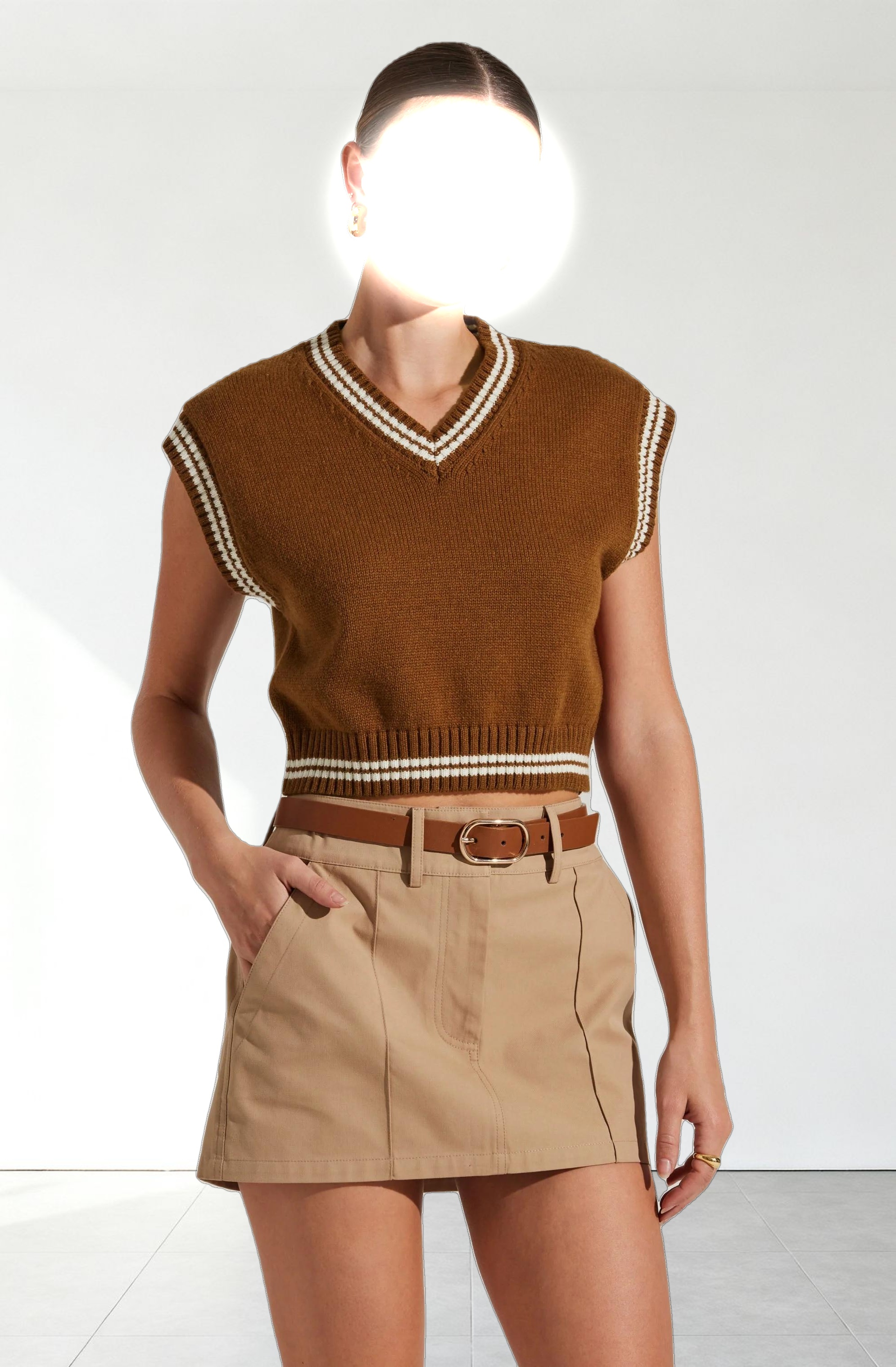 Kirby V-Neck Cropped Sweater Vest