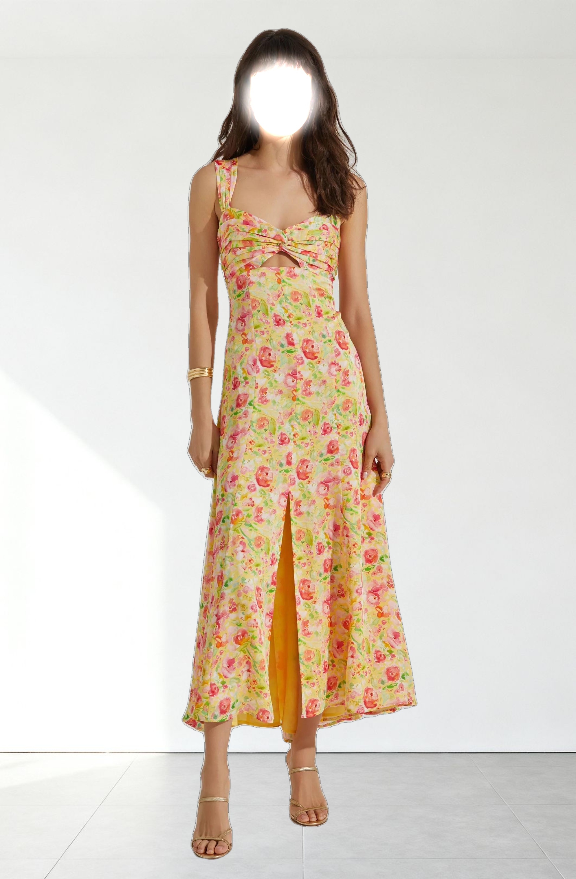 Twist Bust Midi Dress