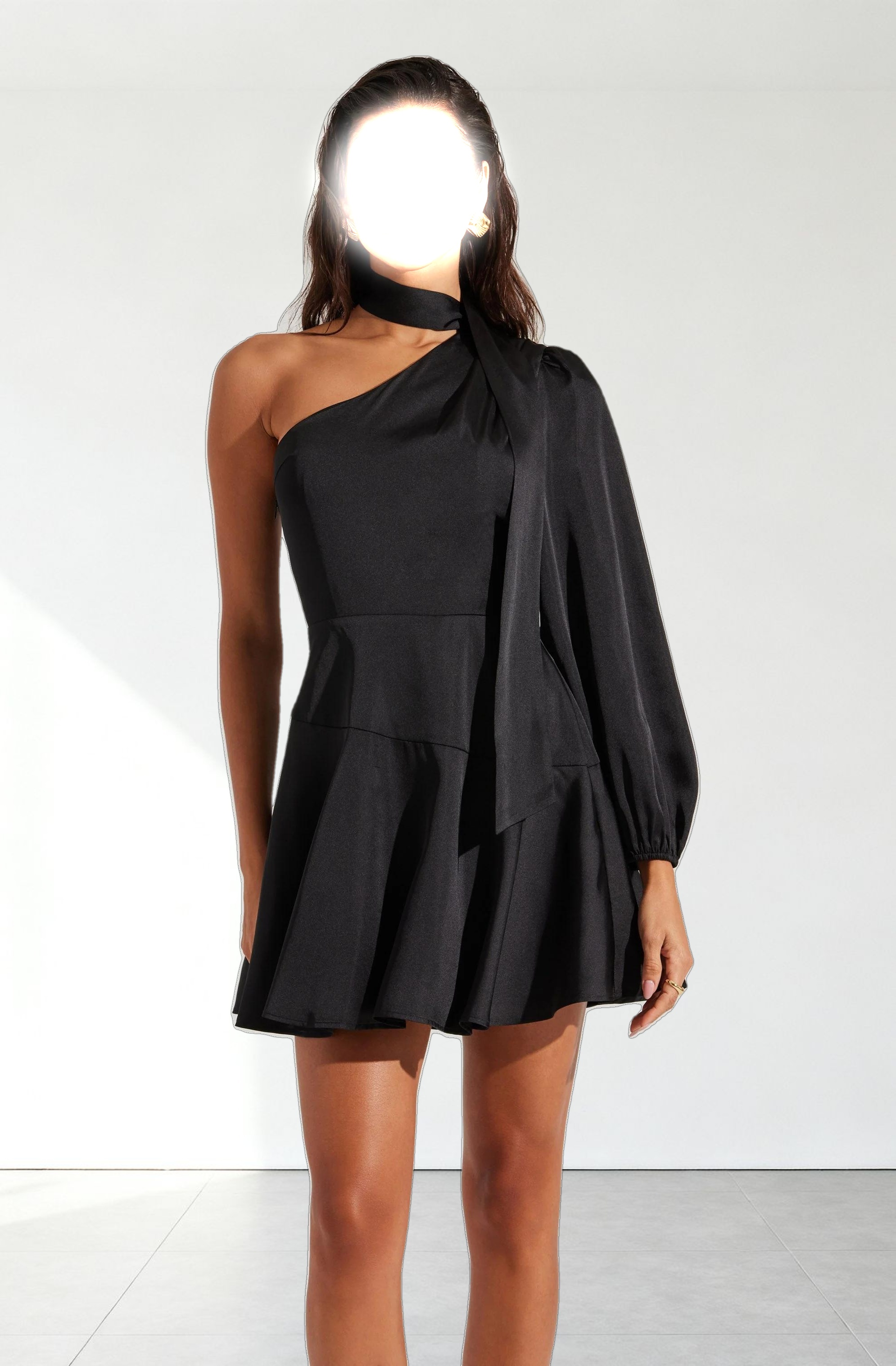 Satin Scarf Mini Skater Dress