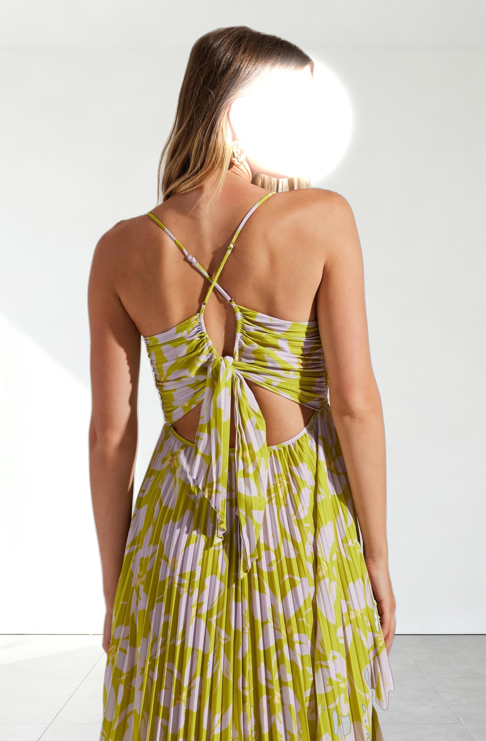 Blythe Floral Plisse Midi Dress