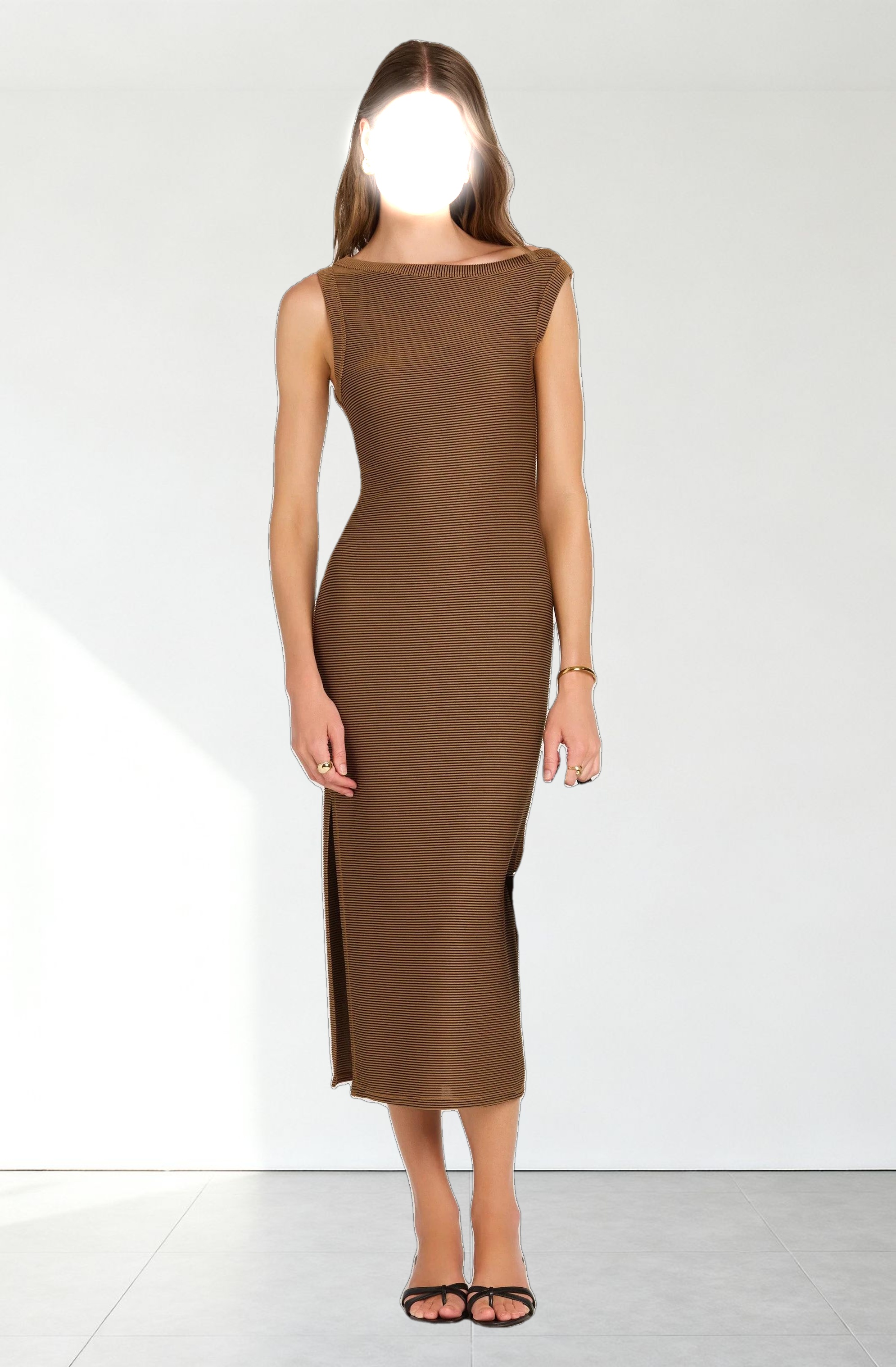 Off Shoulder Ribbed Knit Dress